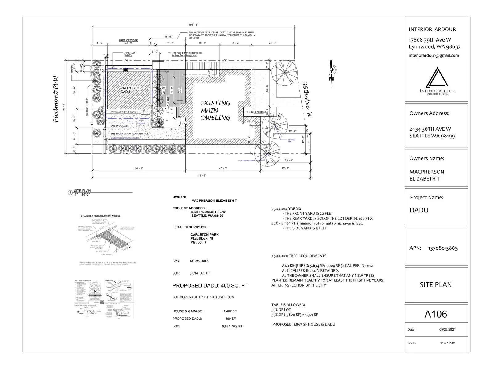 Site plan for 2435 Piedmont Pl W