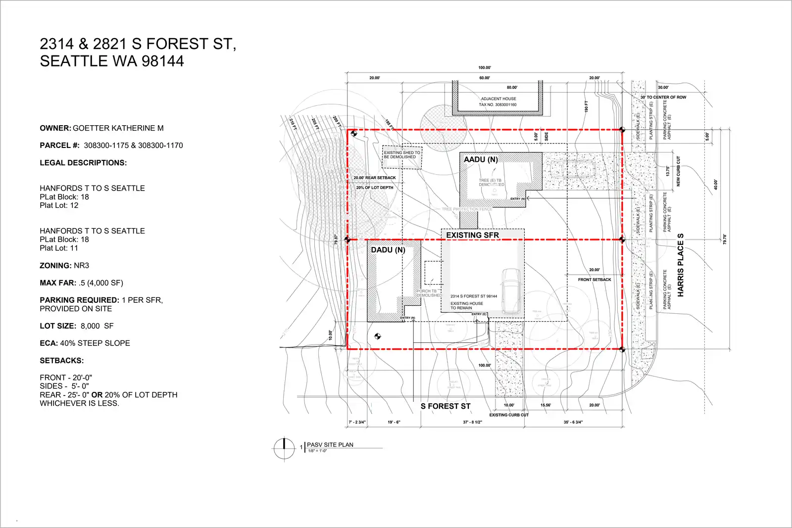 Site plan for 2314 S Forest St