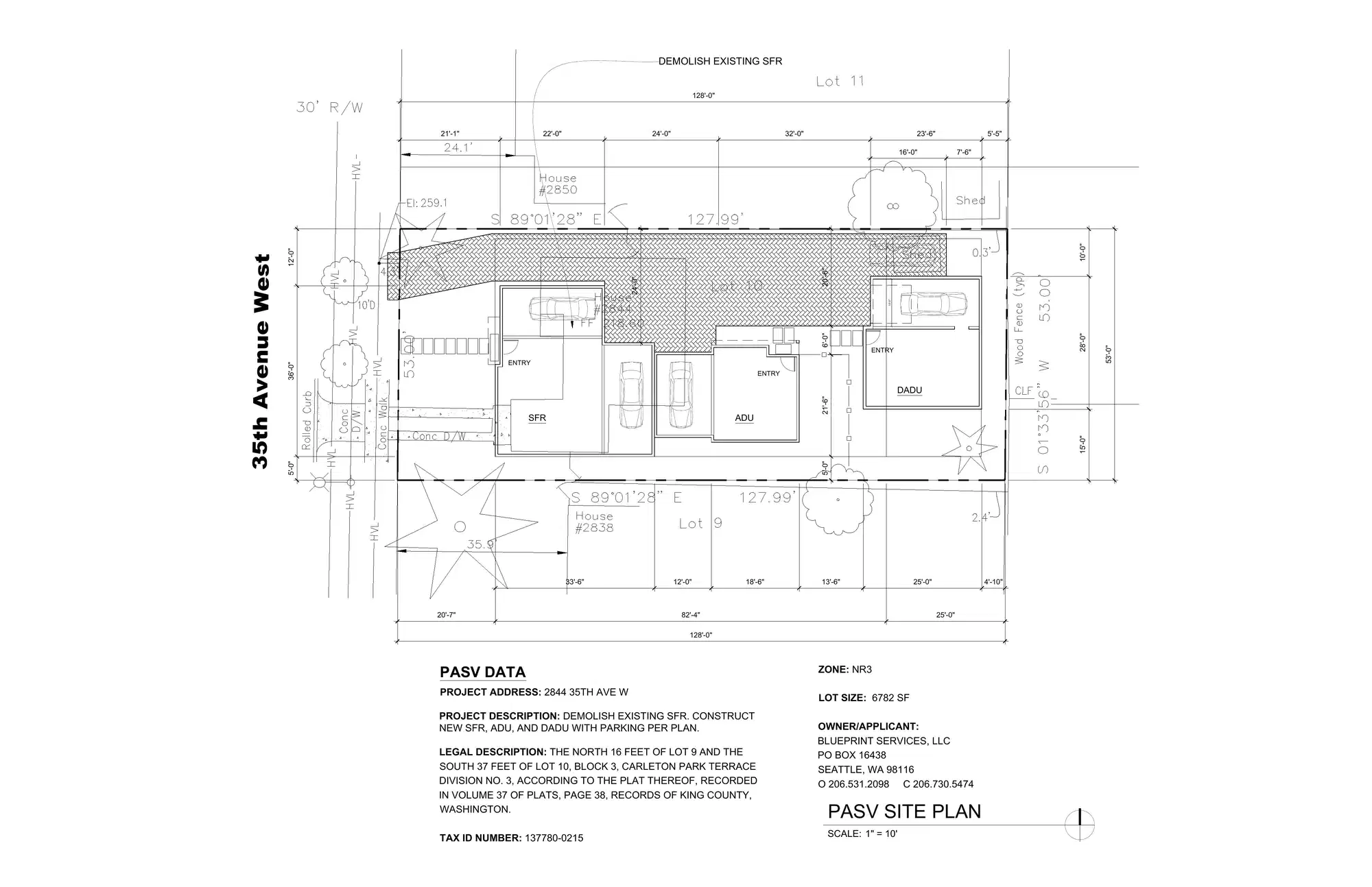 Site plan for 2844 35th Ave W