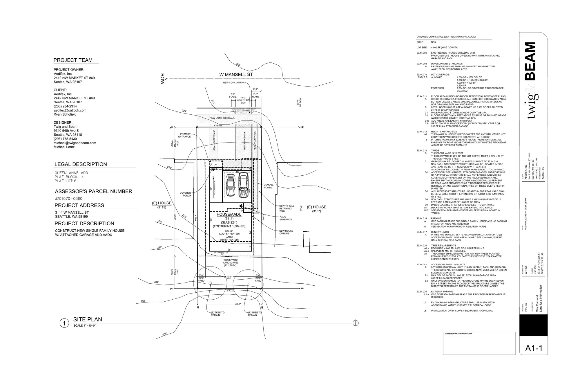 Site plan for 3111 W Mansell St