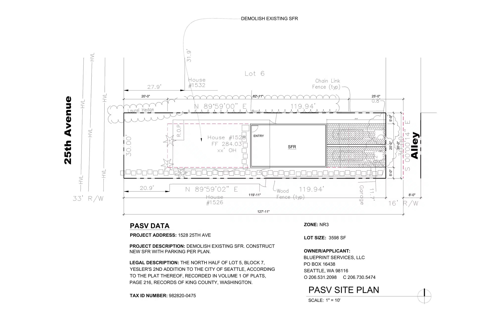 Site plan for 1530 25th Ave