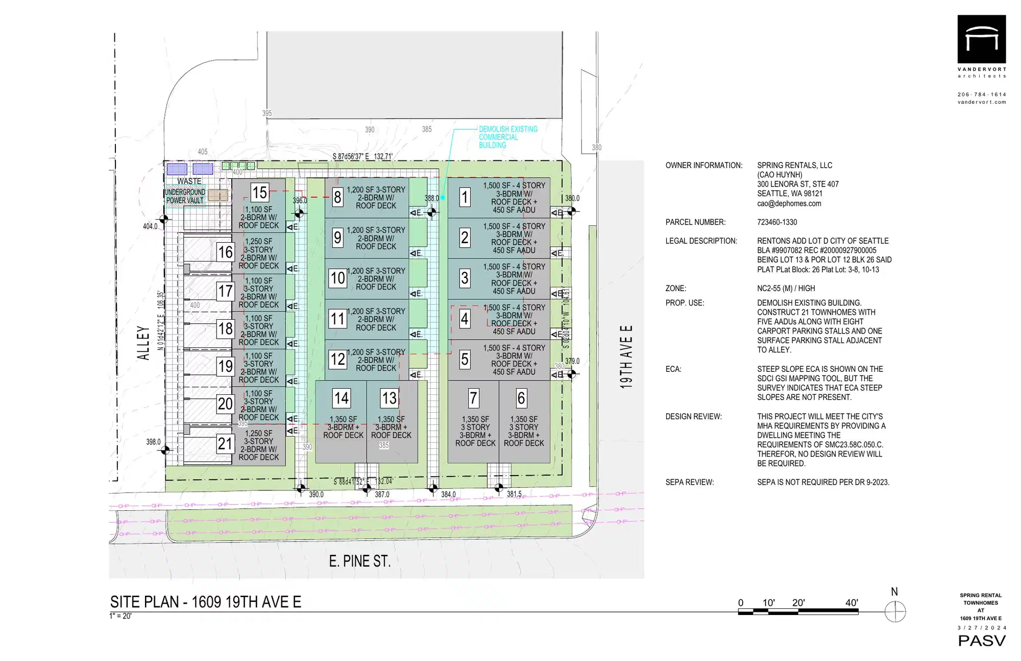 Site plan for 1820 E Pine St