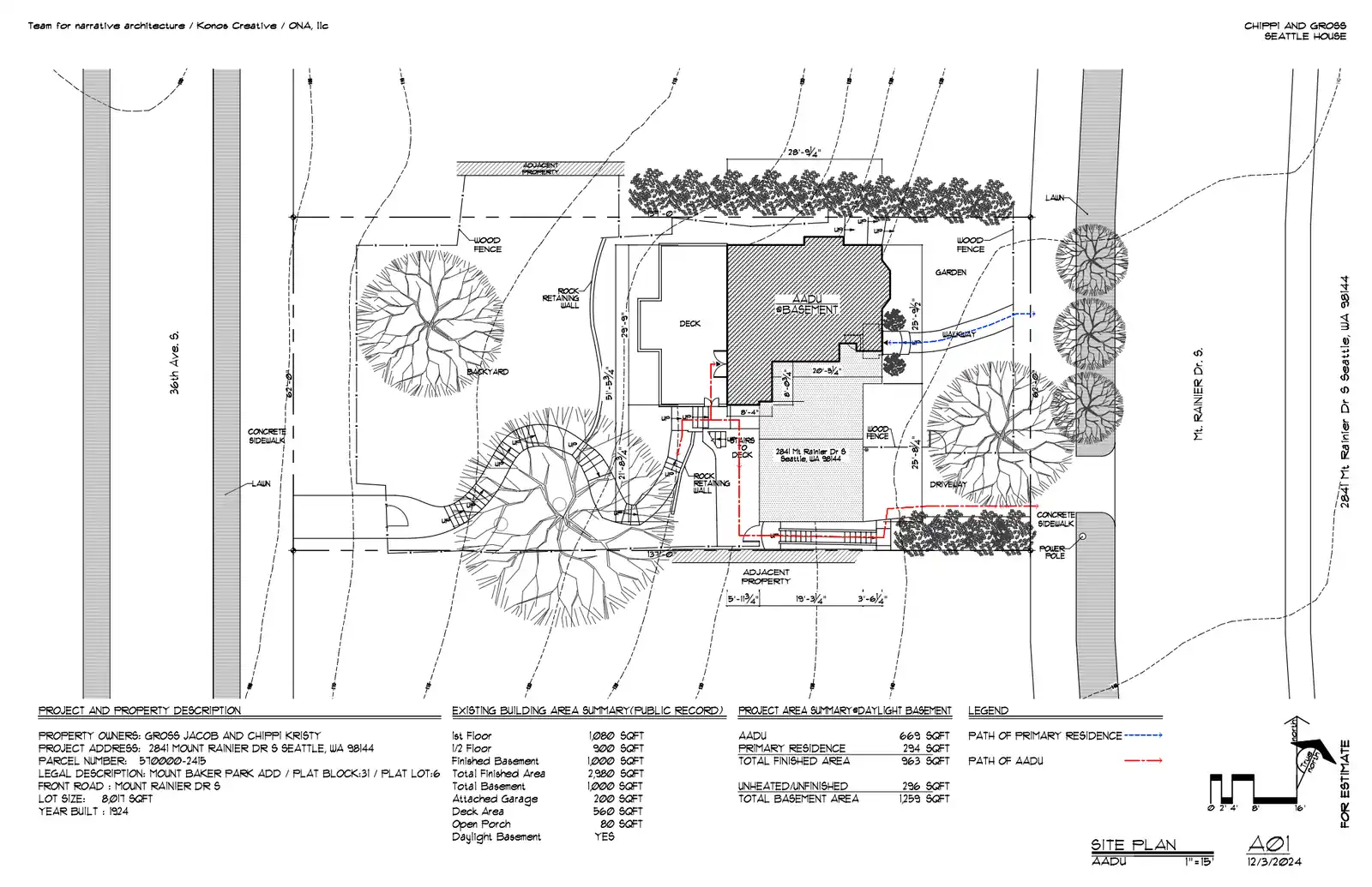 Site plan for 2841 Mount Rainier Dr S