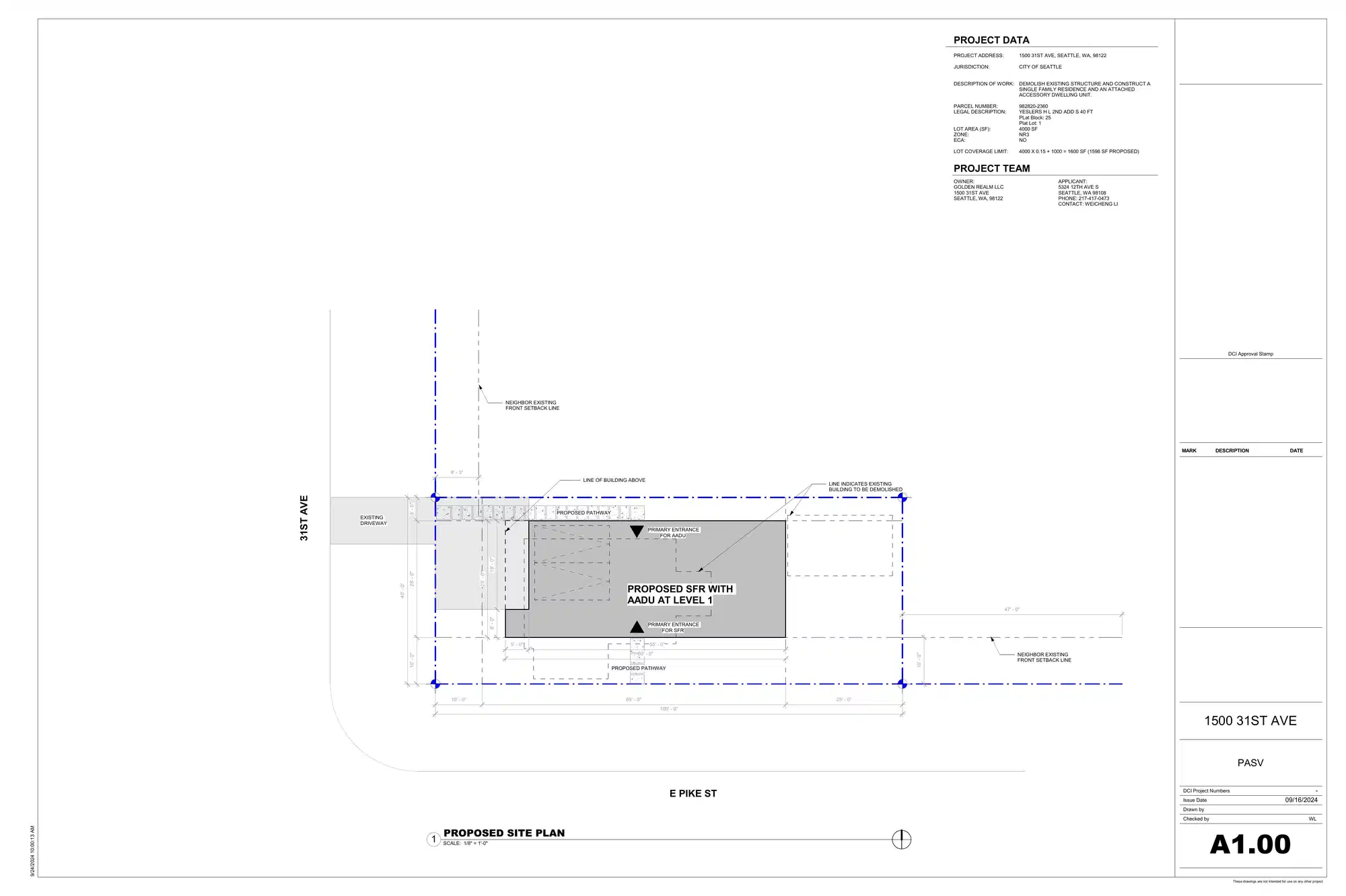 Site plan for 3104 E Pike St