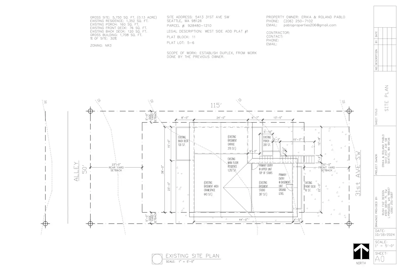 Site plan for 5413 31st Ave SW