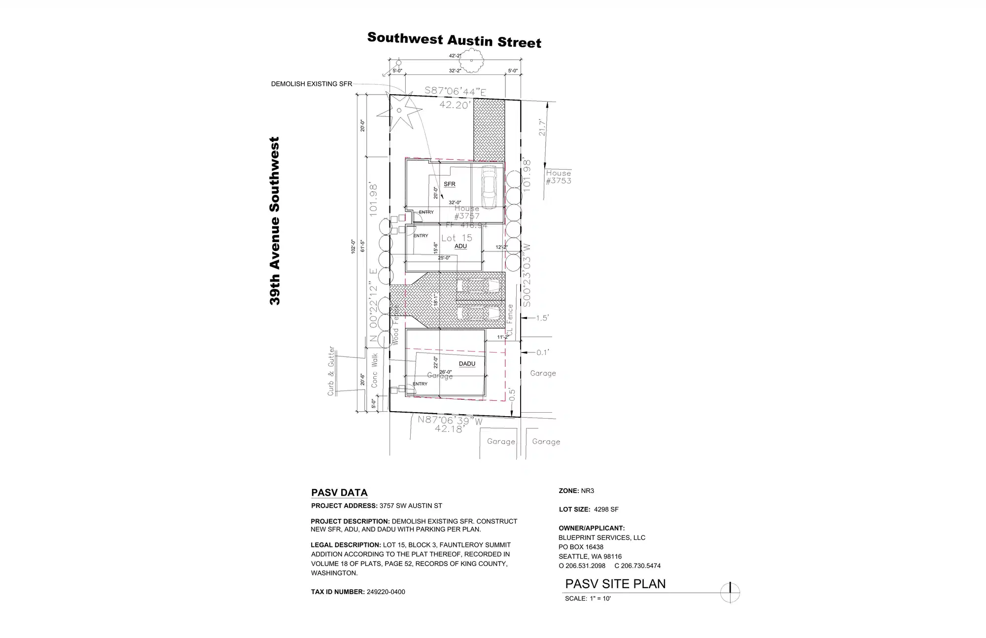 Site plan for 3757 SW Austin St