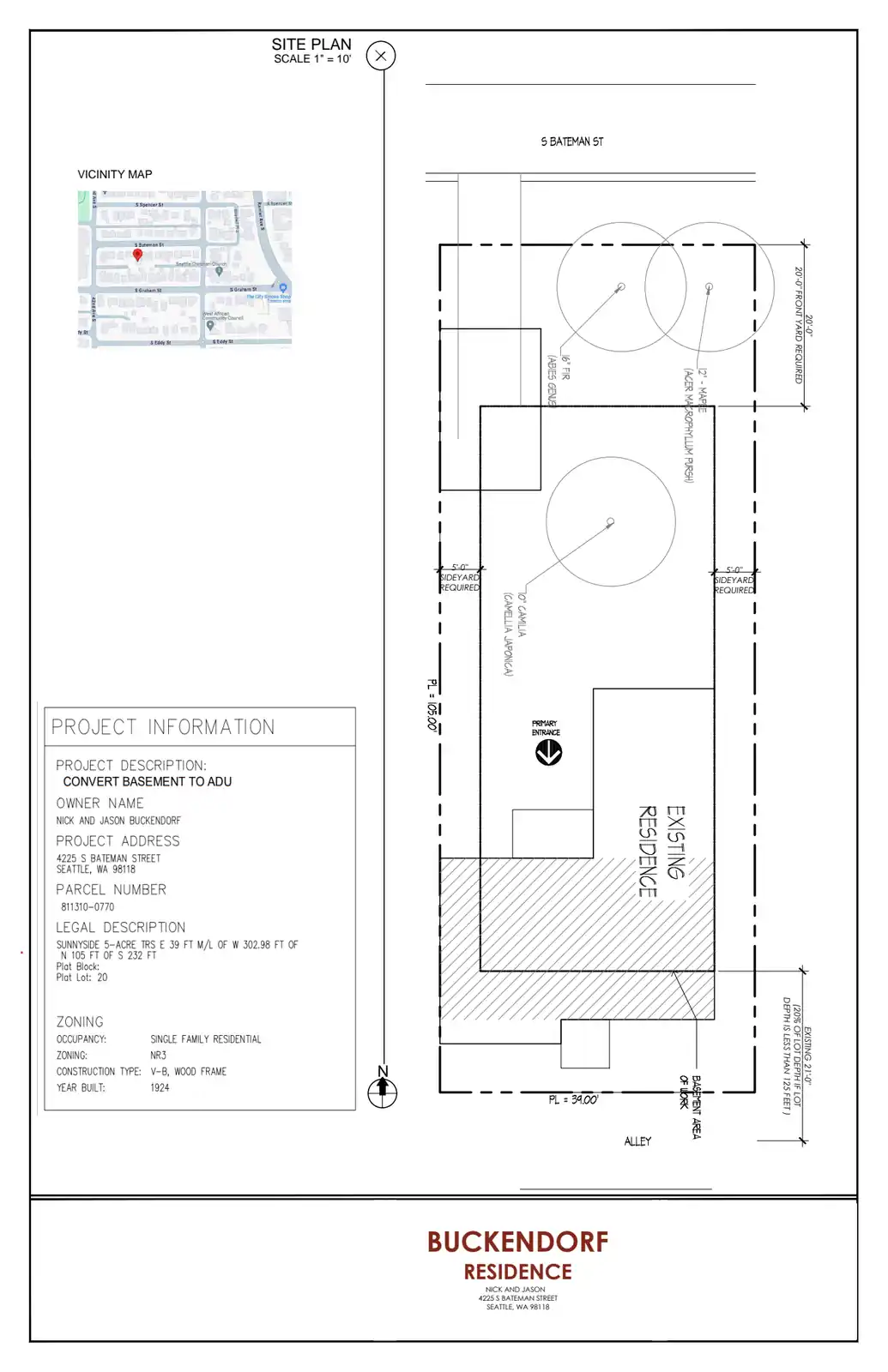 Site plan for 4225 S Bateman St