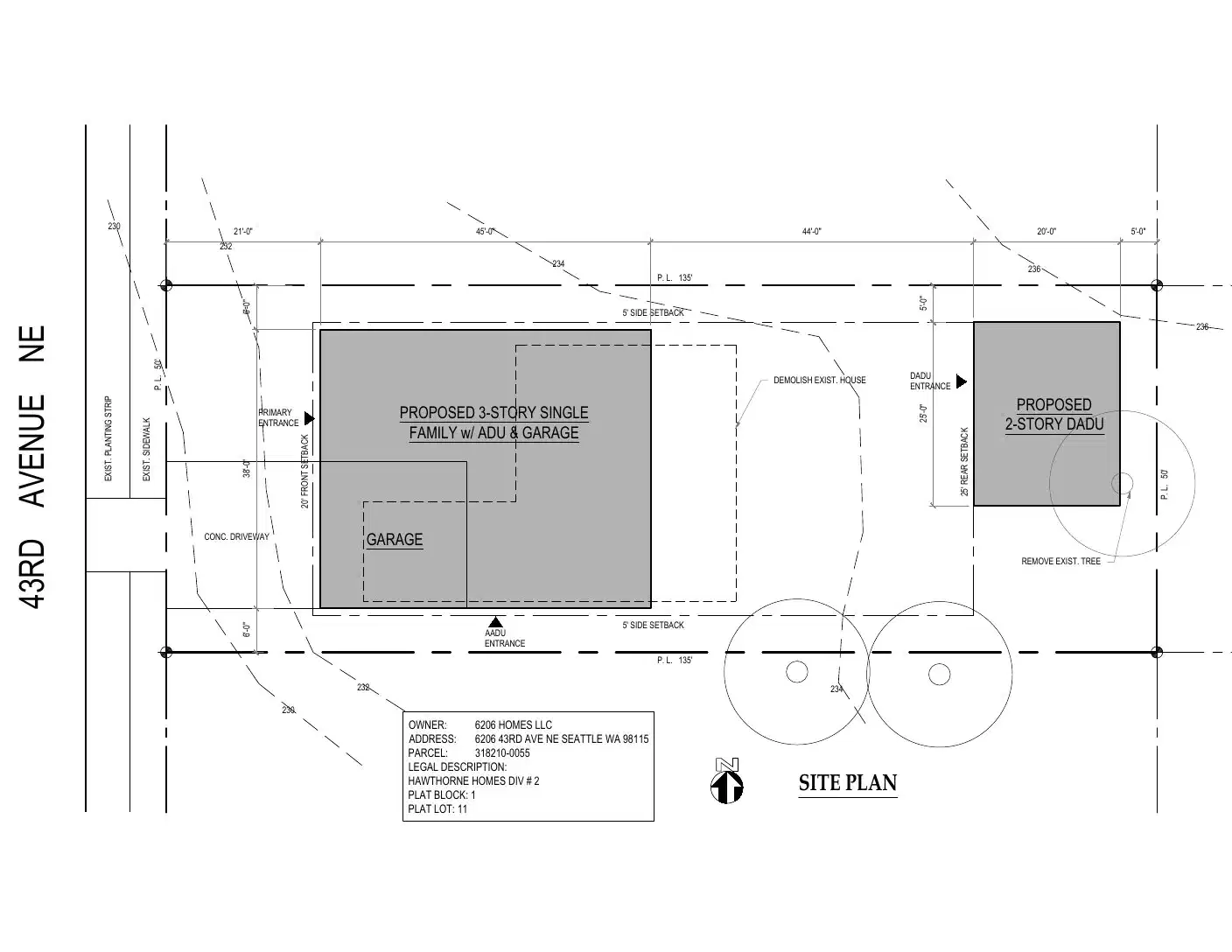 Site plan for 6208 43rd Ave NE