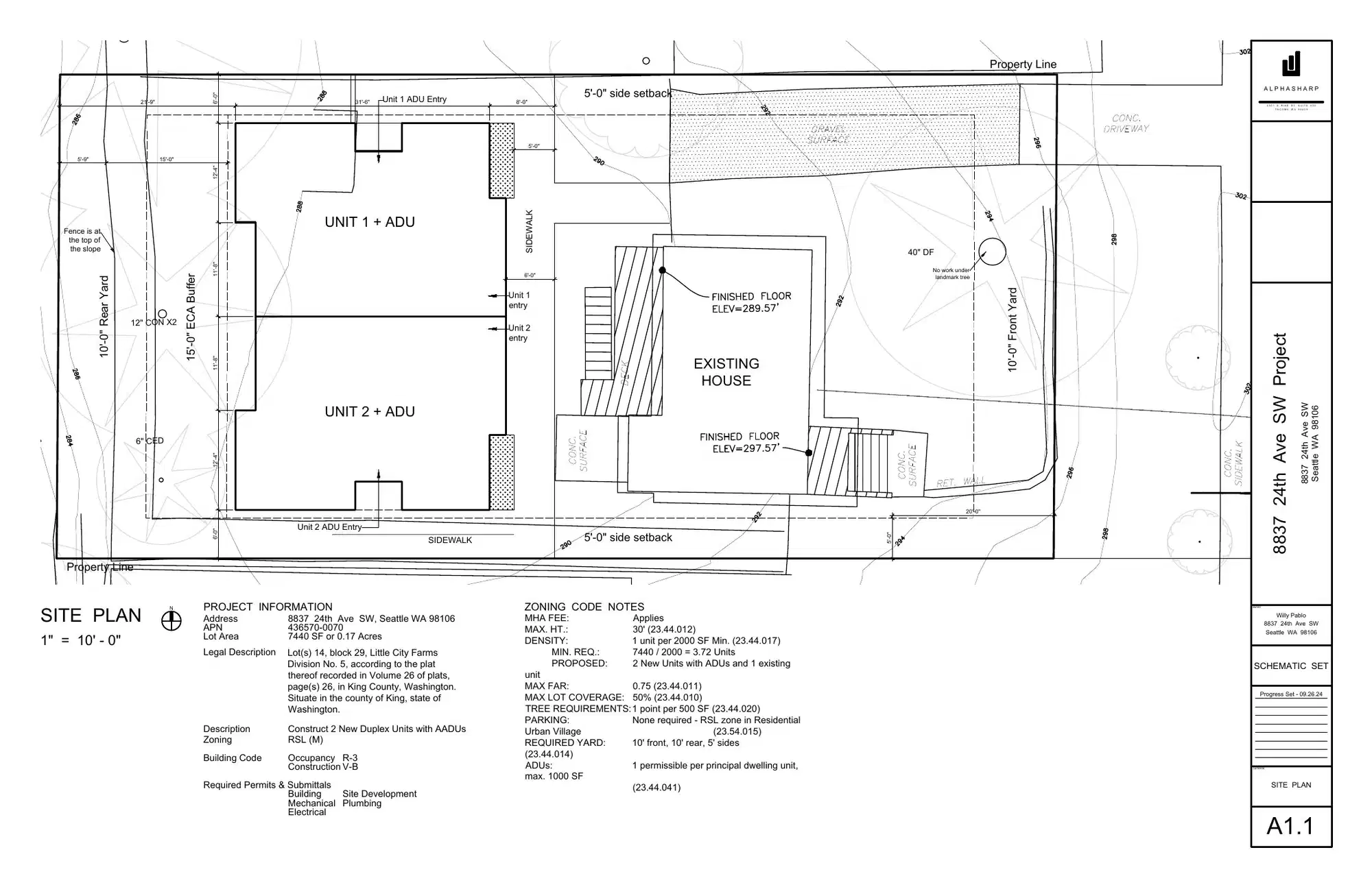 Site plan for 8835 A 24th Ave SW