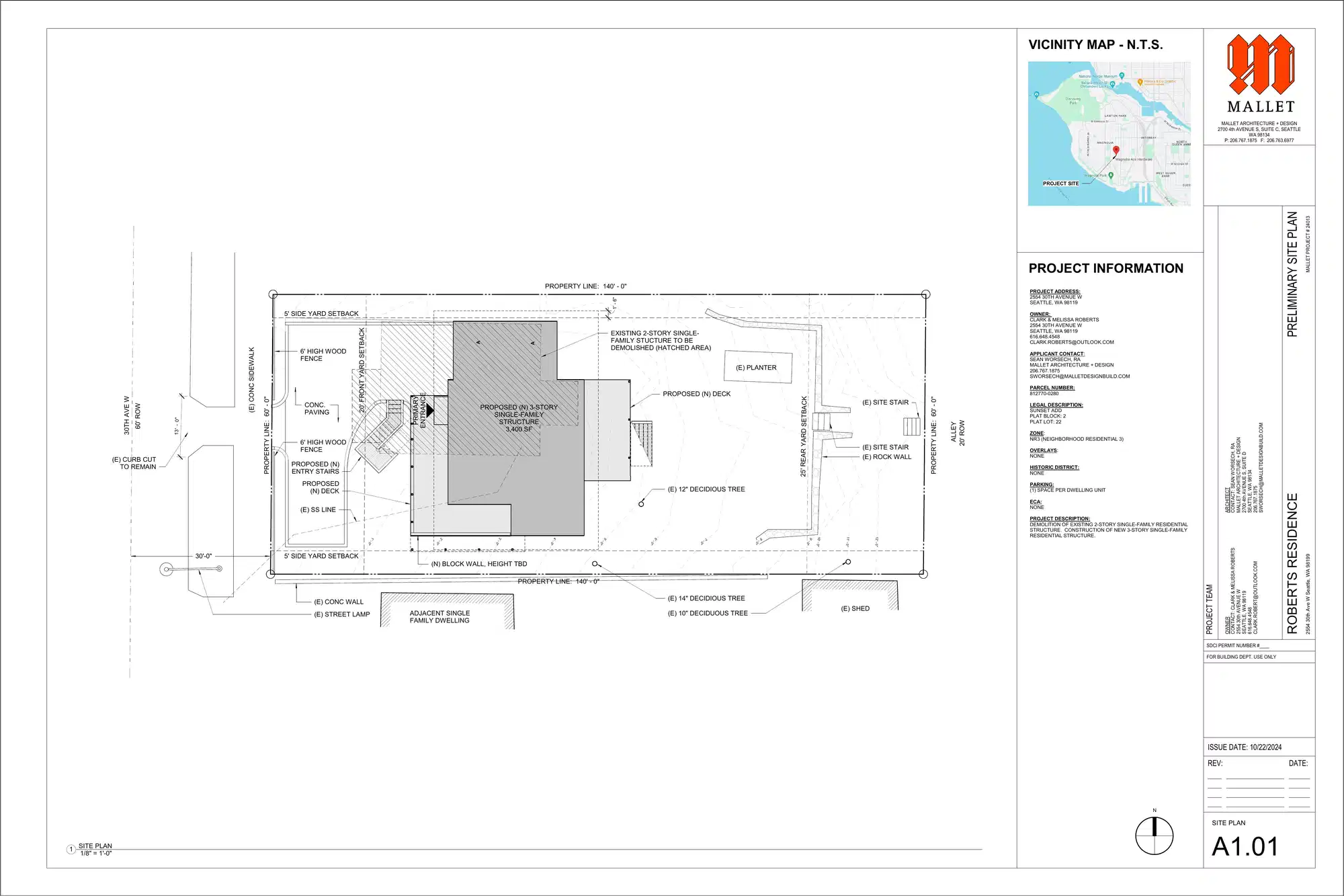 Site plan for 2554 30th Ave W