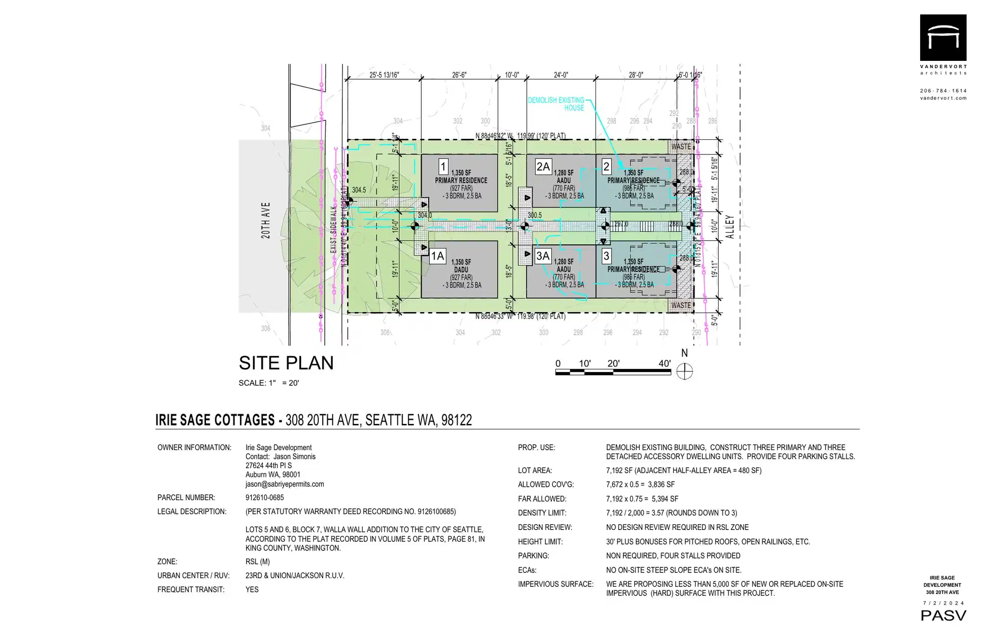 Site plan for 308 B 20th Ave