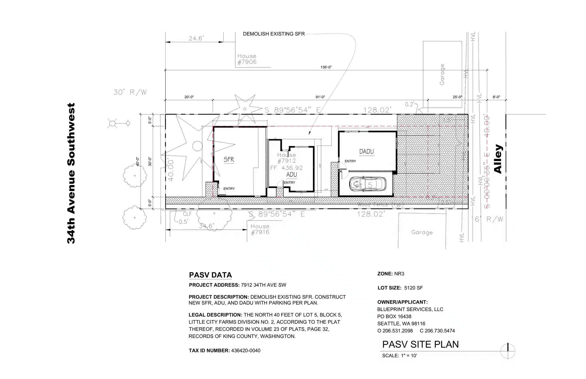 Site plan for 7912 34th Ave SW