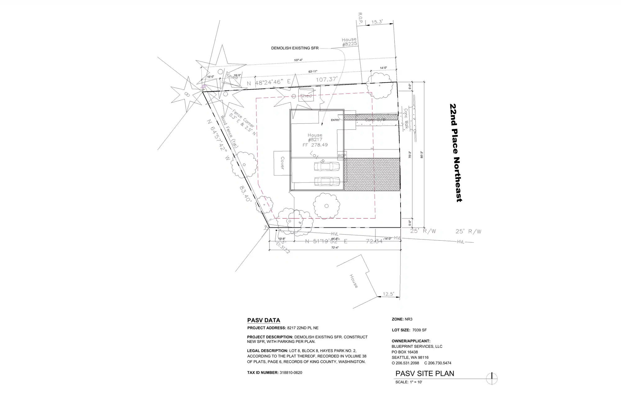 Site plan for 8217 22nd Pl NE
