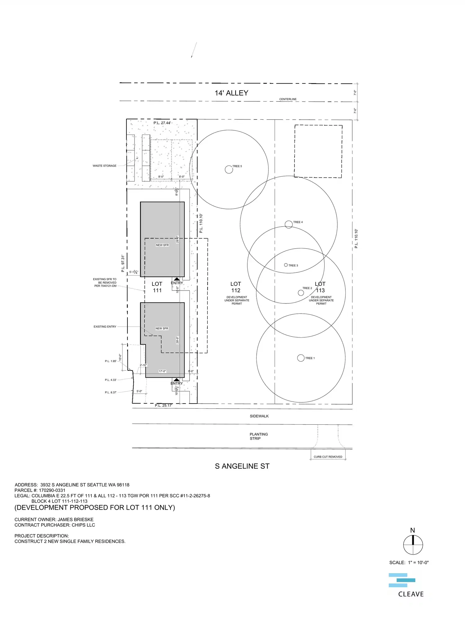 Site plan for 3932 S Angeline St