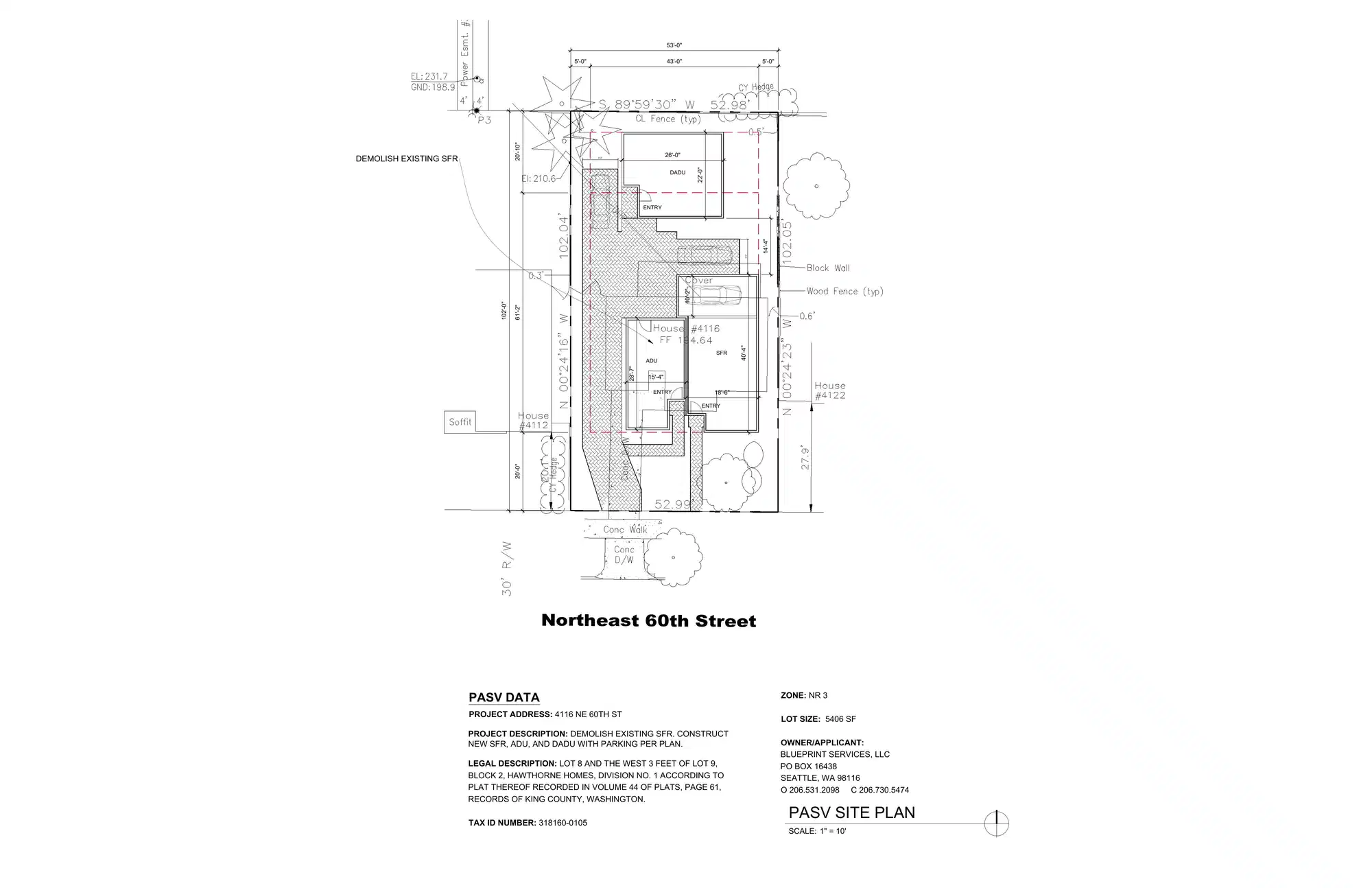 Site plan for 4116 NE 60th St