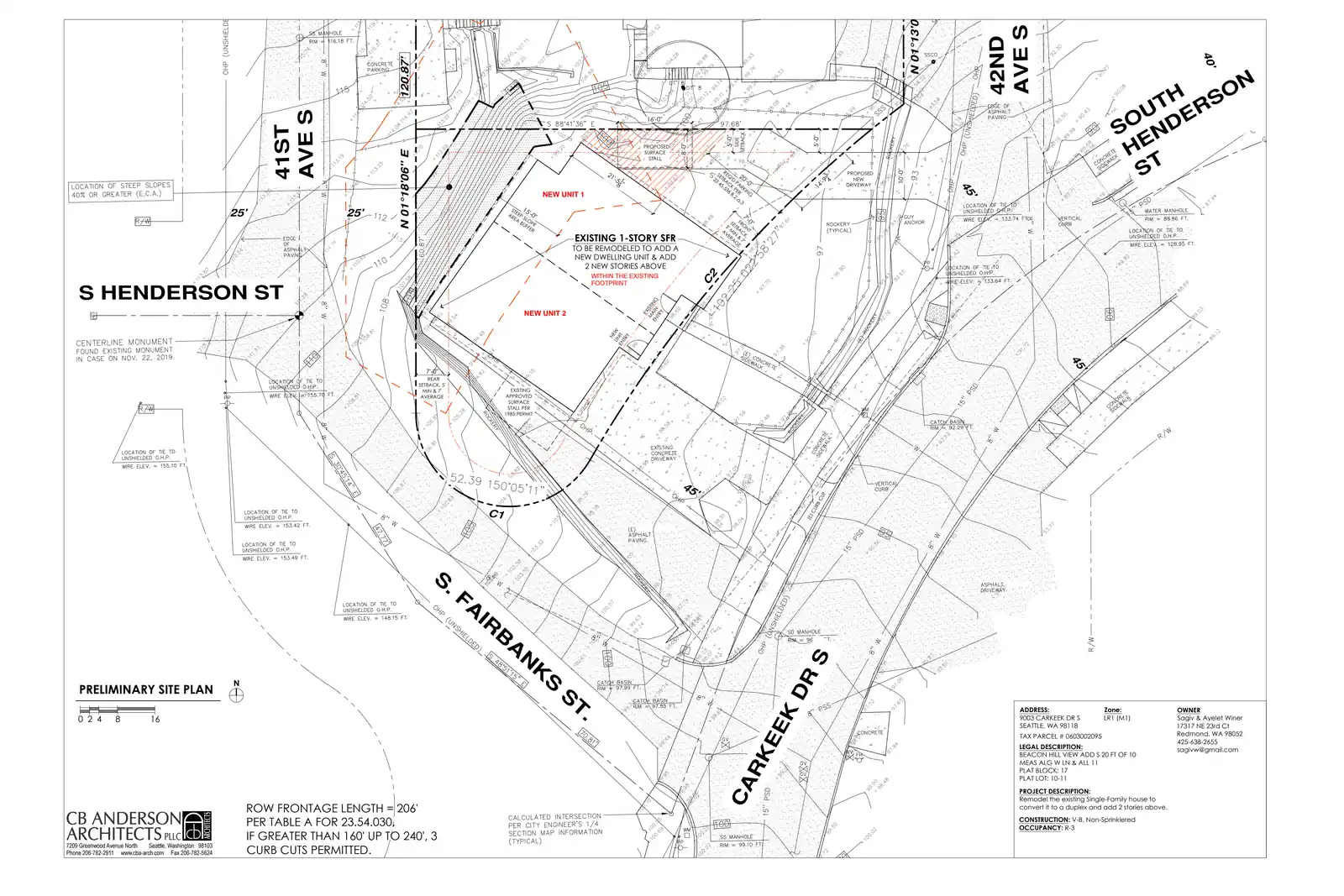Site plan for 9003 Carkeek Dr S