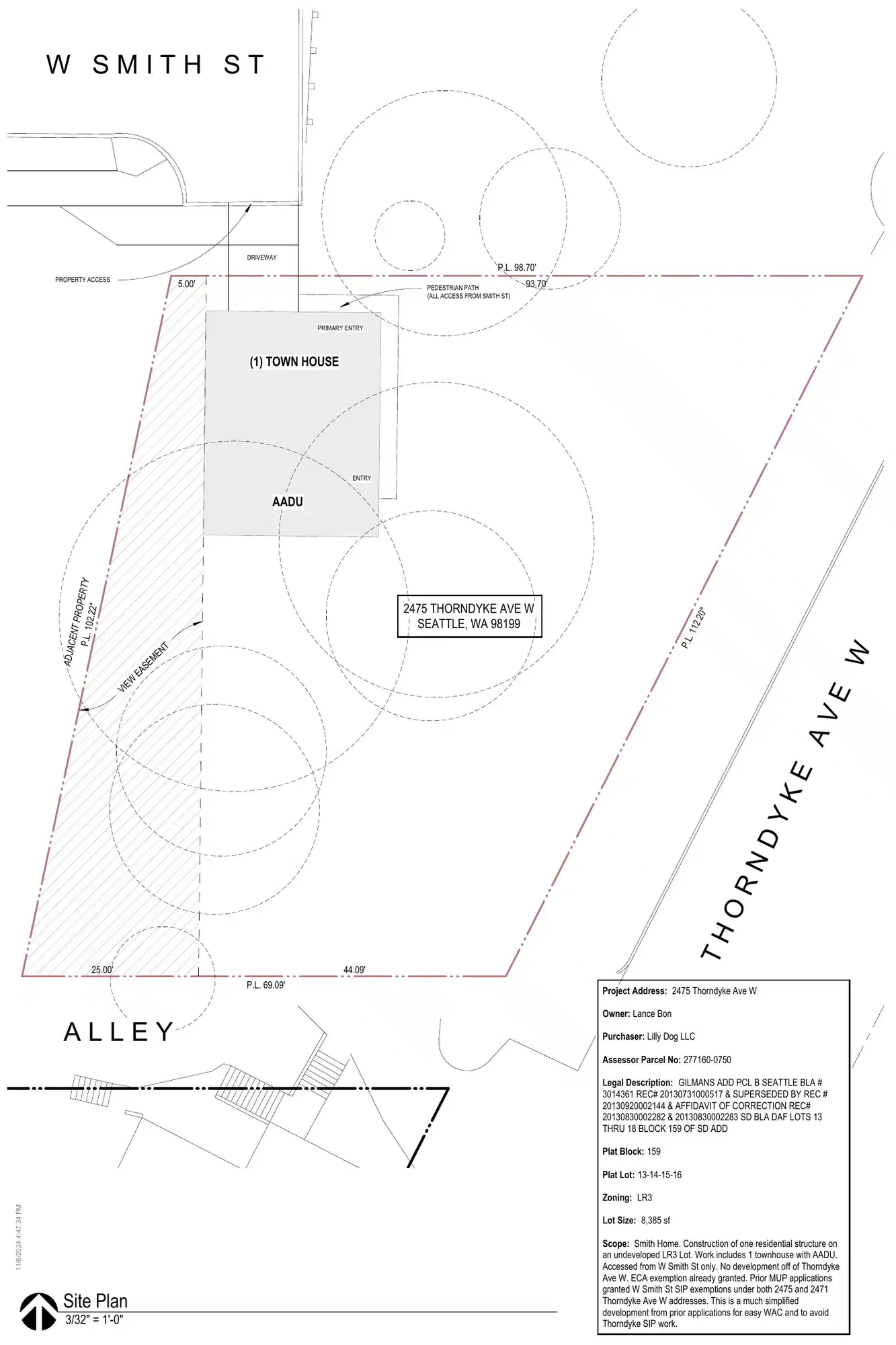 Site plan for 2475 Thorndyke Ave W