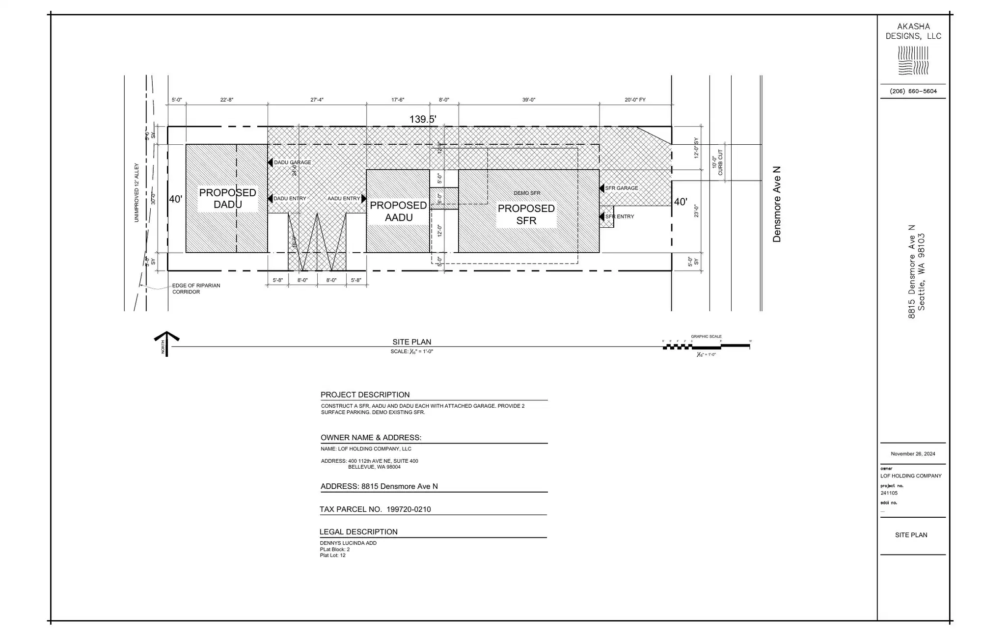 Site plan for 8815 Densmore Ave N