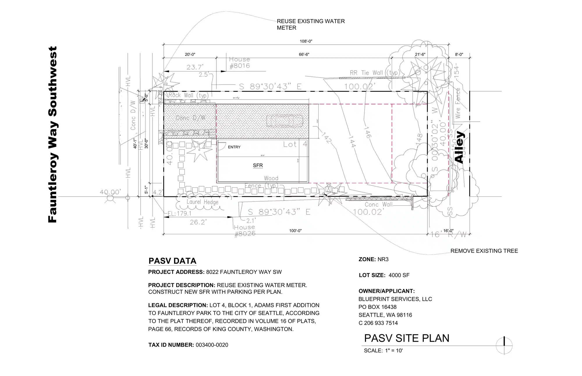 Site plan for 8022 Fauntleroy Way SW