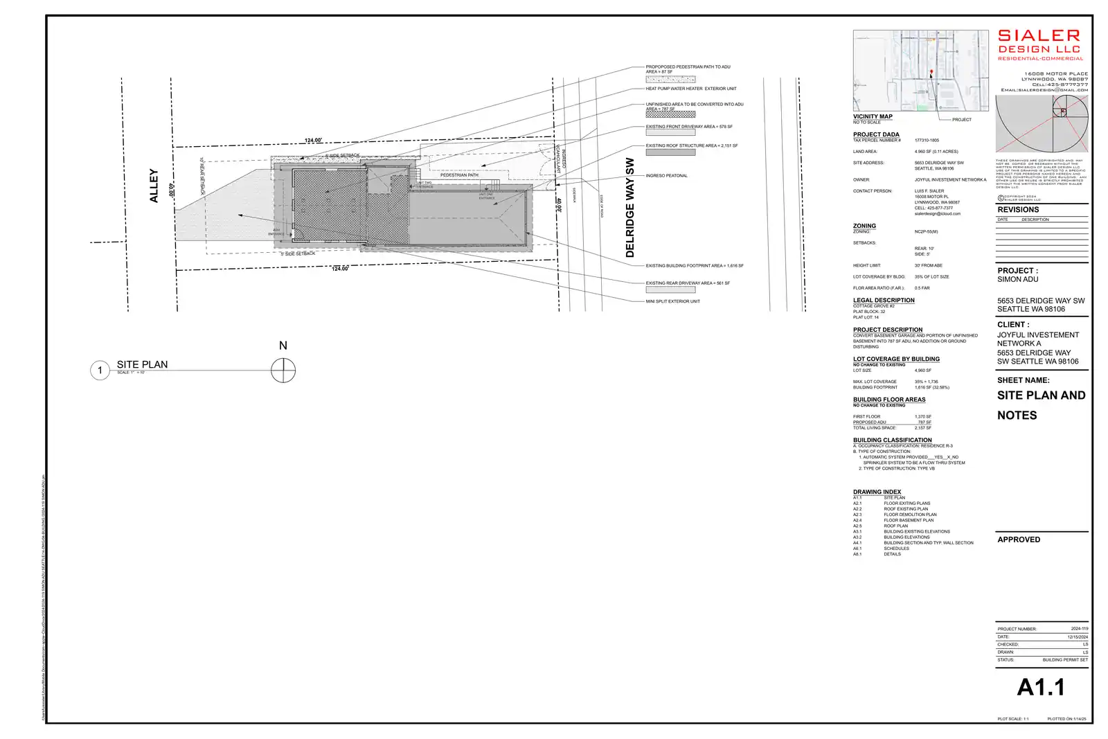 Site plan for 5653 Delridge Way SW