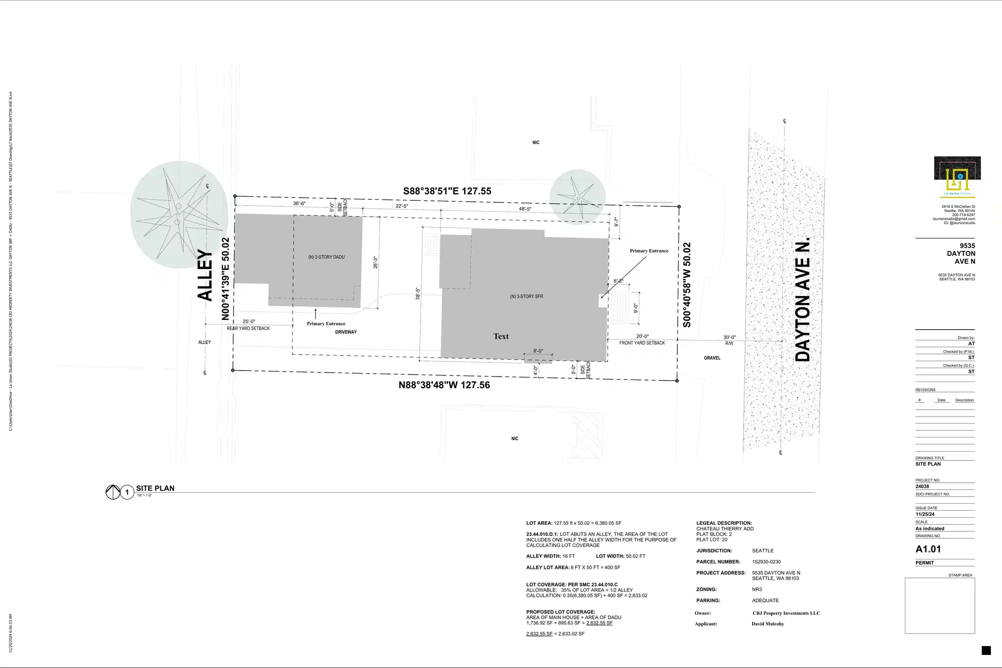 Site plan for 9535 Dayton Ave N