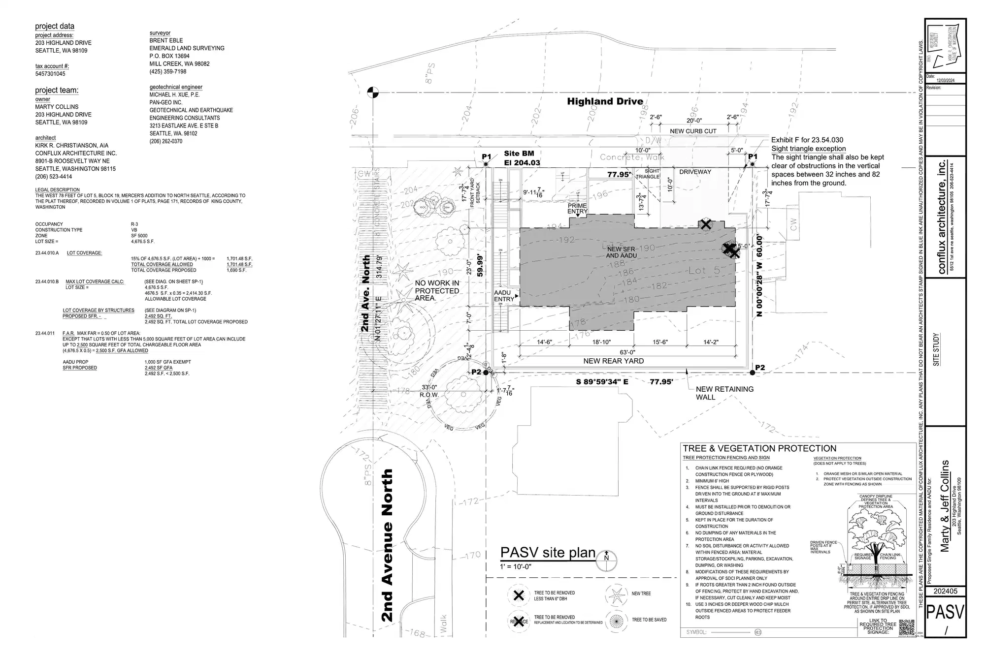 Site plan for 203 Highland Dr