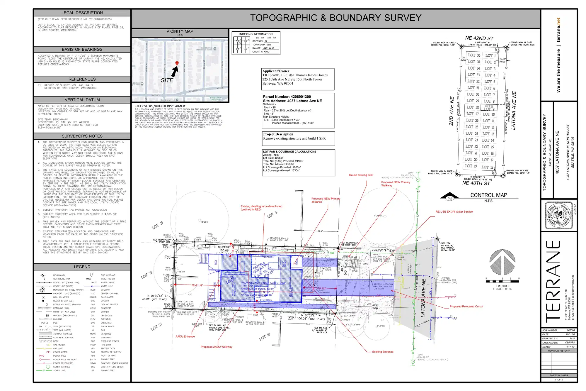 Site plan for 4037 Latona Ave NE