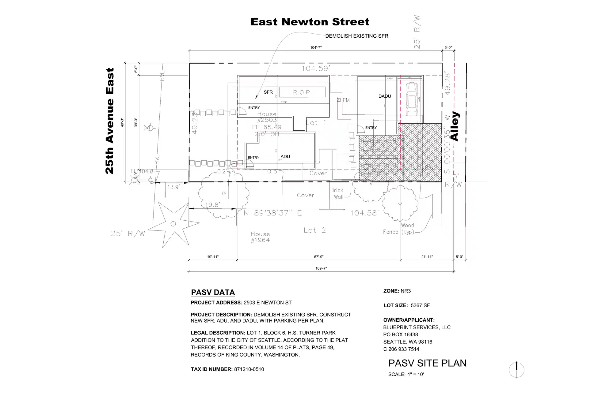 Site plan for 1970 25th Ave E