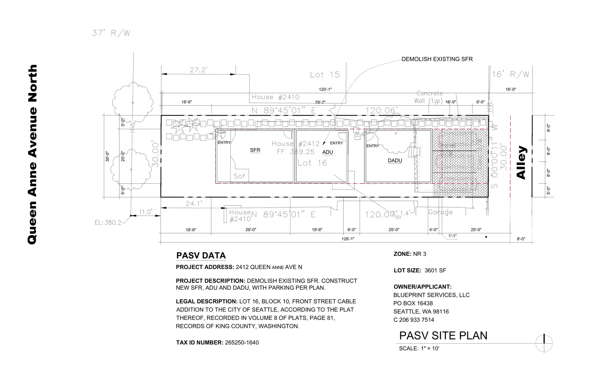 Site plan for 2414 Queen Anne Ave N