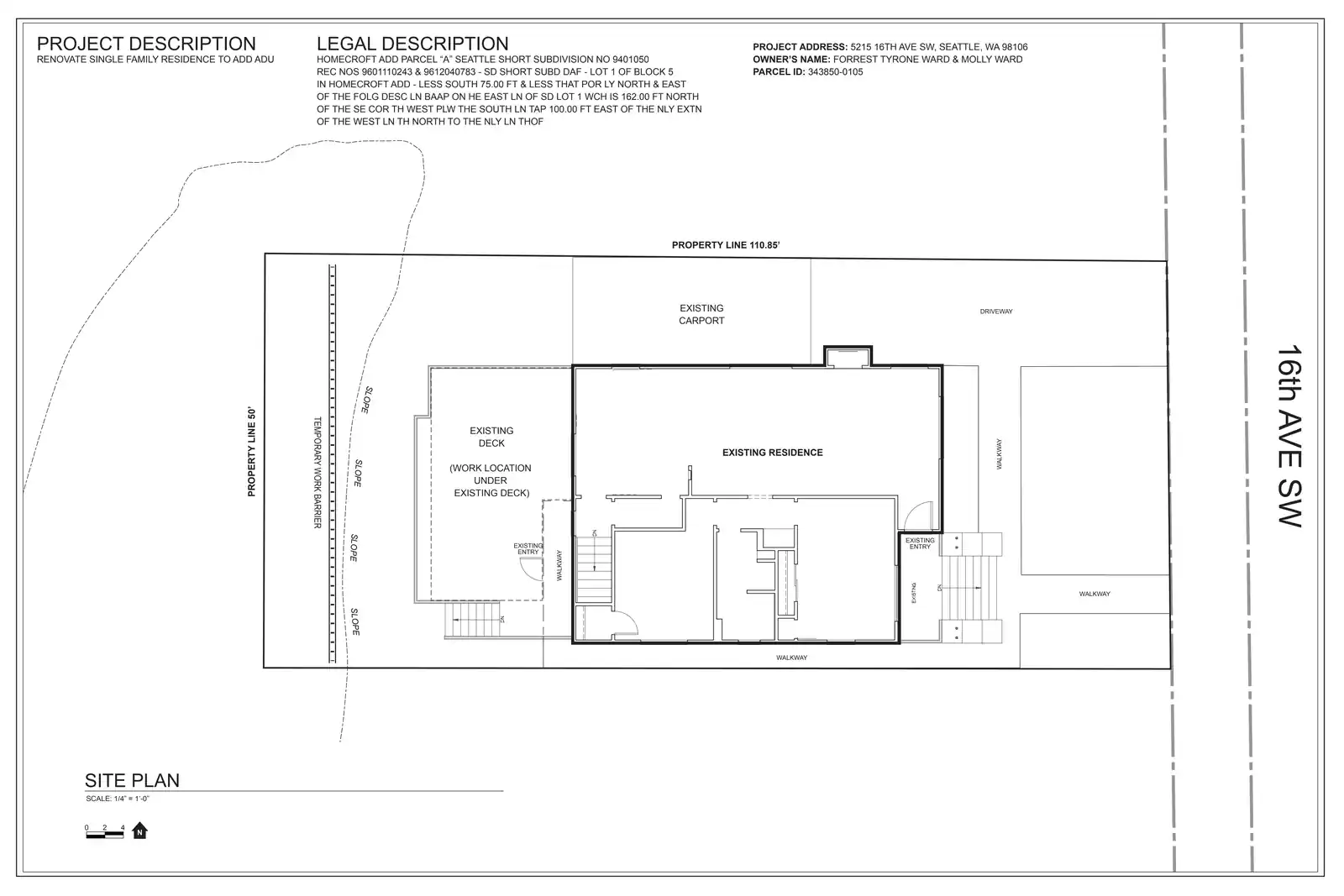 Site plan for 5215 16th Ave SW
