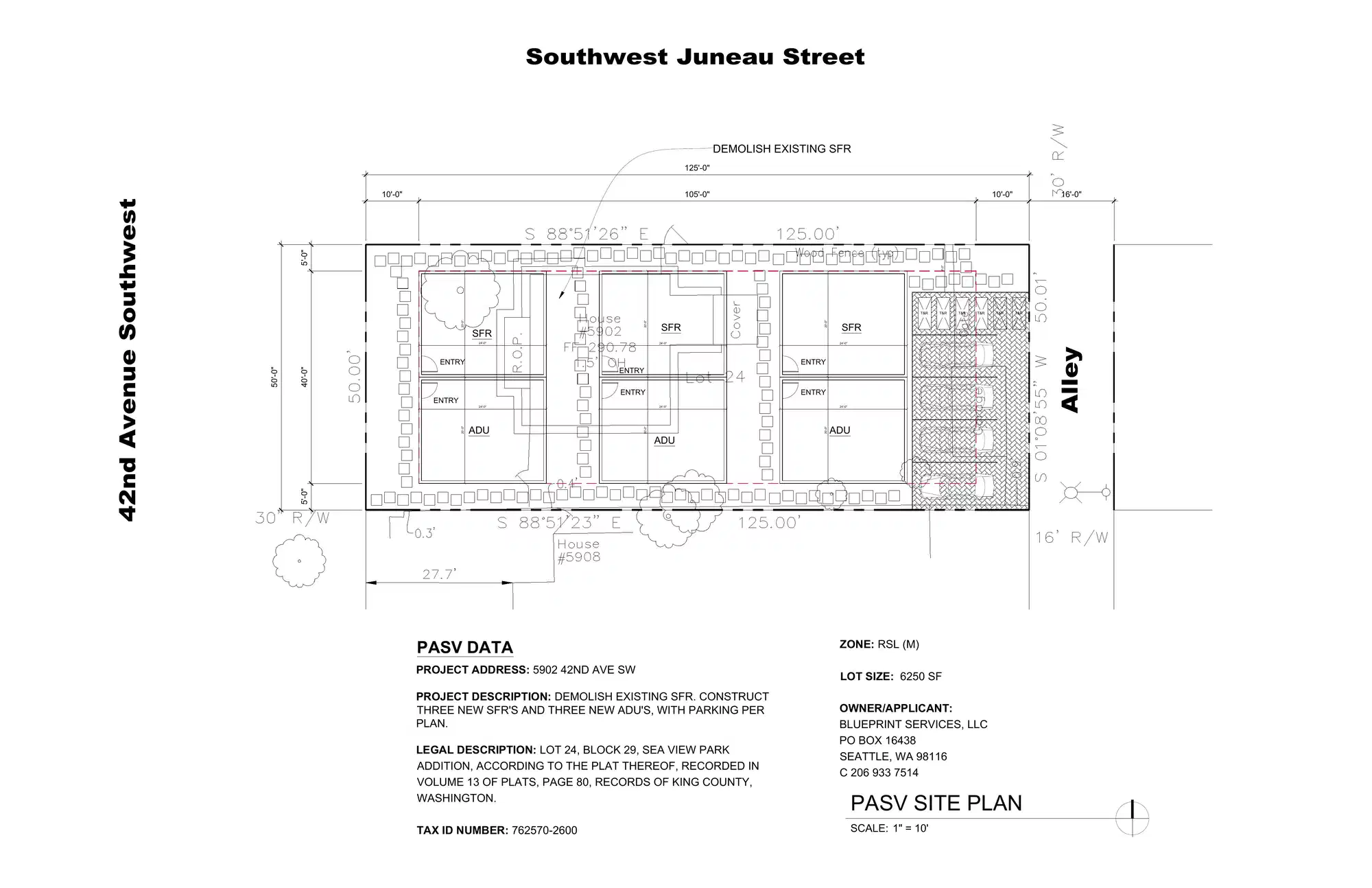 Site plan for 4115 SW Juneau St