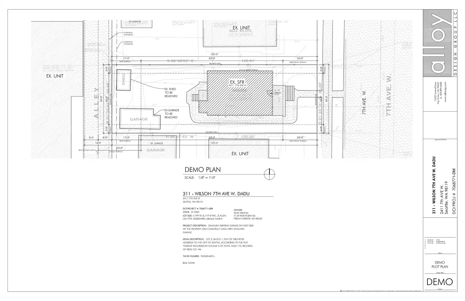 Site plan for 2409 7th Ave W