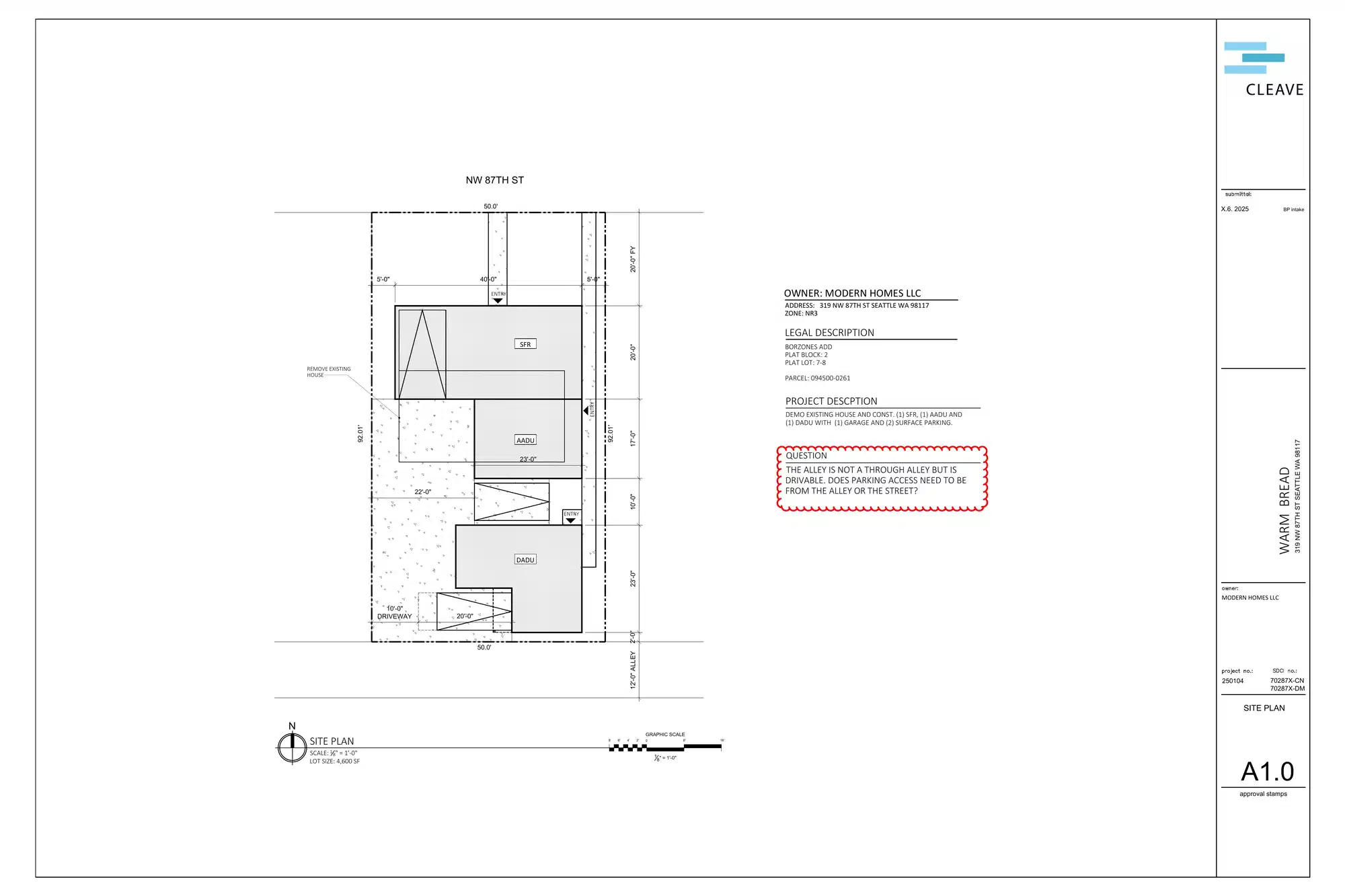 Site plan for 319 NW 87th St