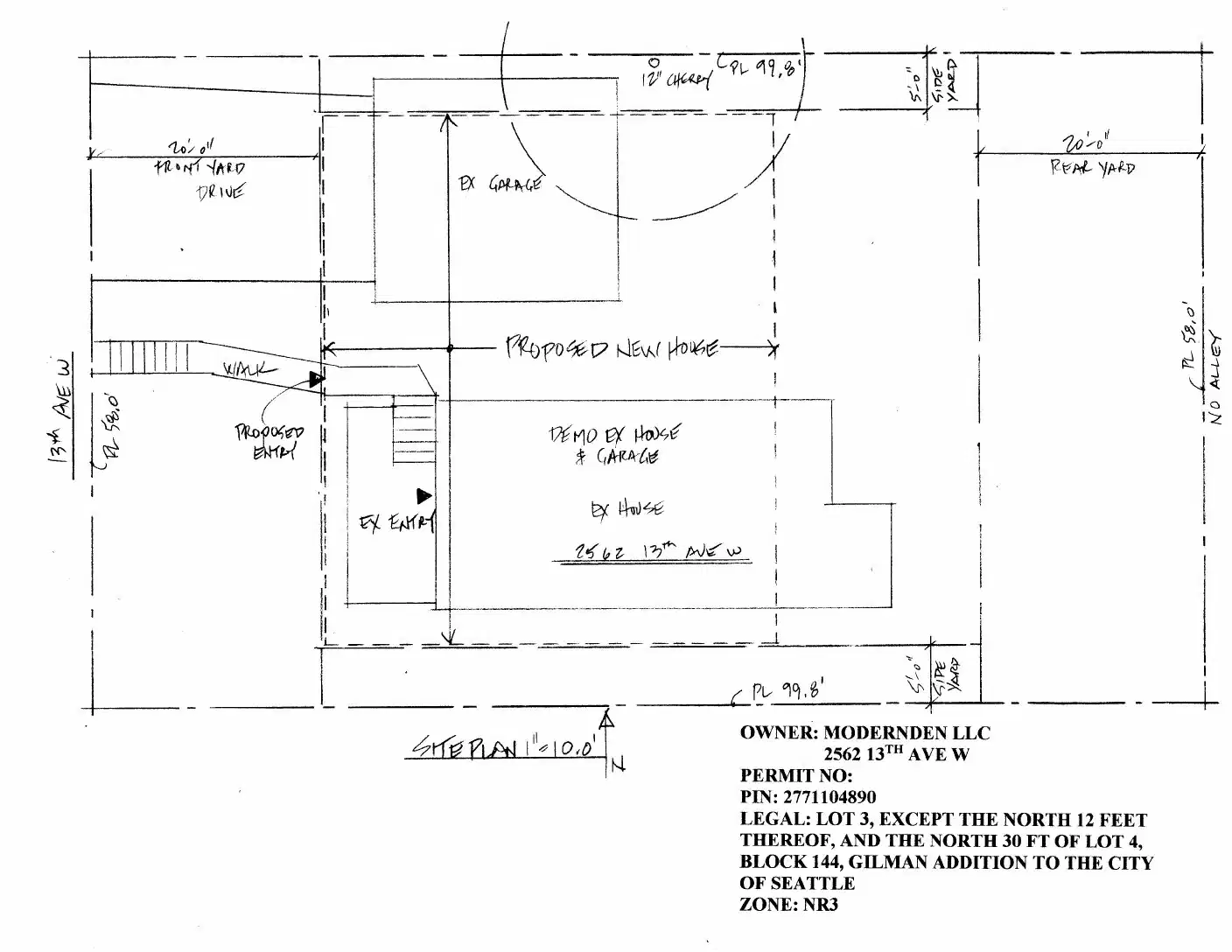 Site plan for 2562 13th Ave W