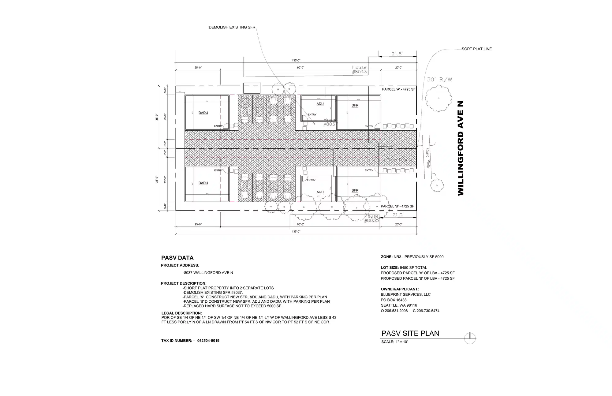 Site plan for 8039 C Wallingford Ave N