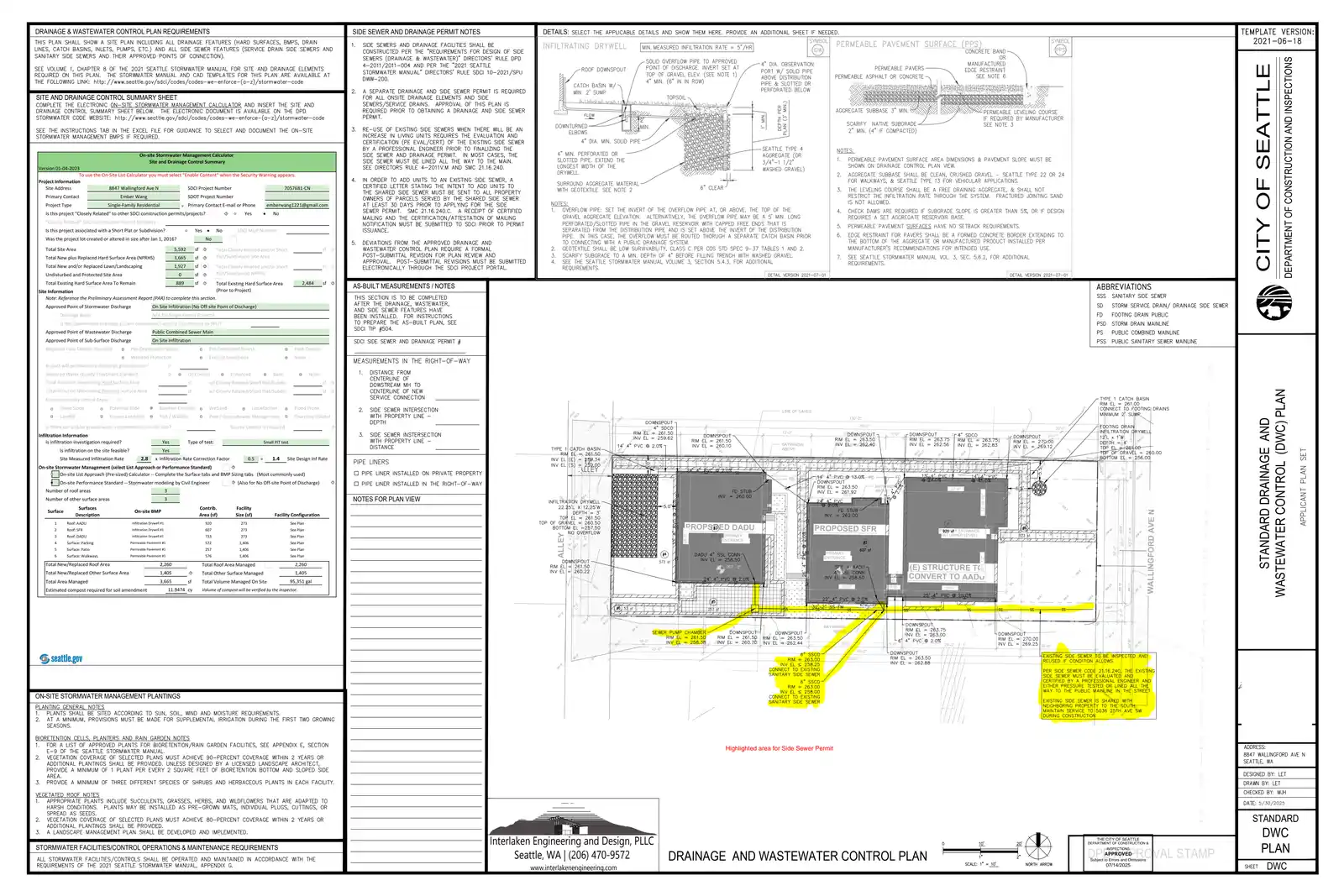 Site plan for 8847 Wallingford Ave N