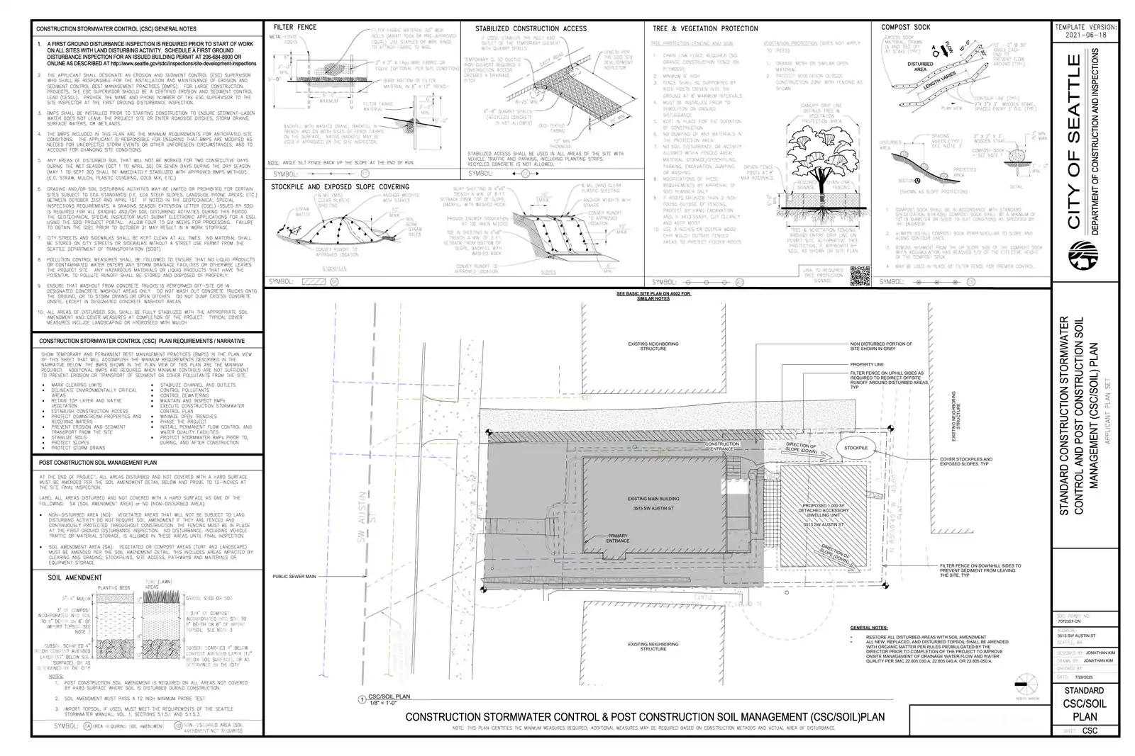 Site plan for 3513 SW Austin St