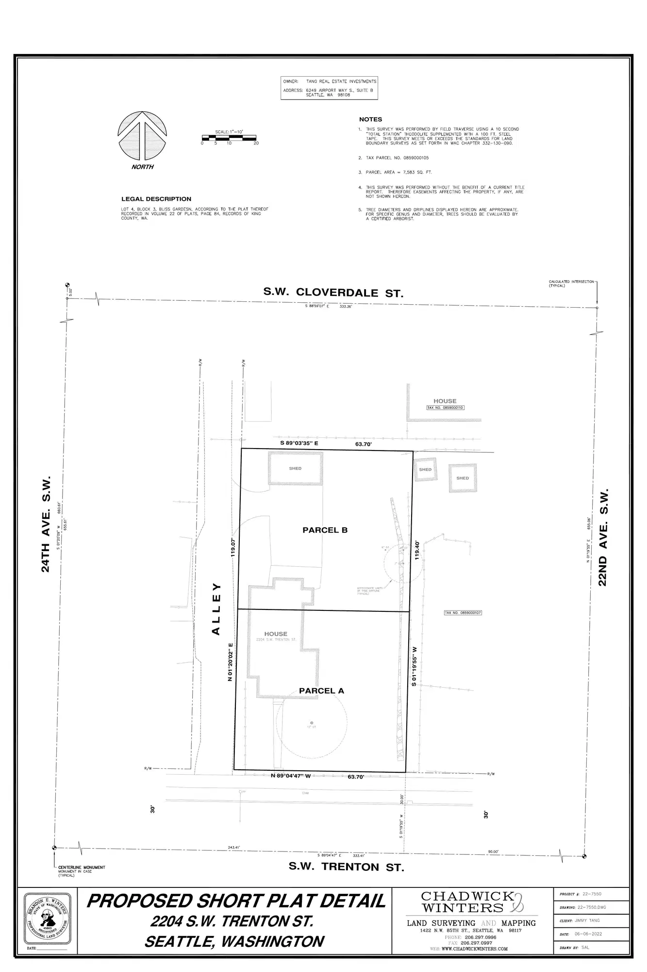 Site plan for 2208 SW Trenton St