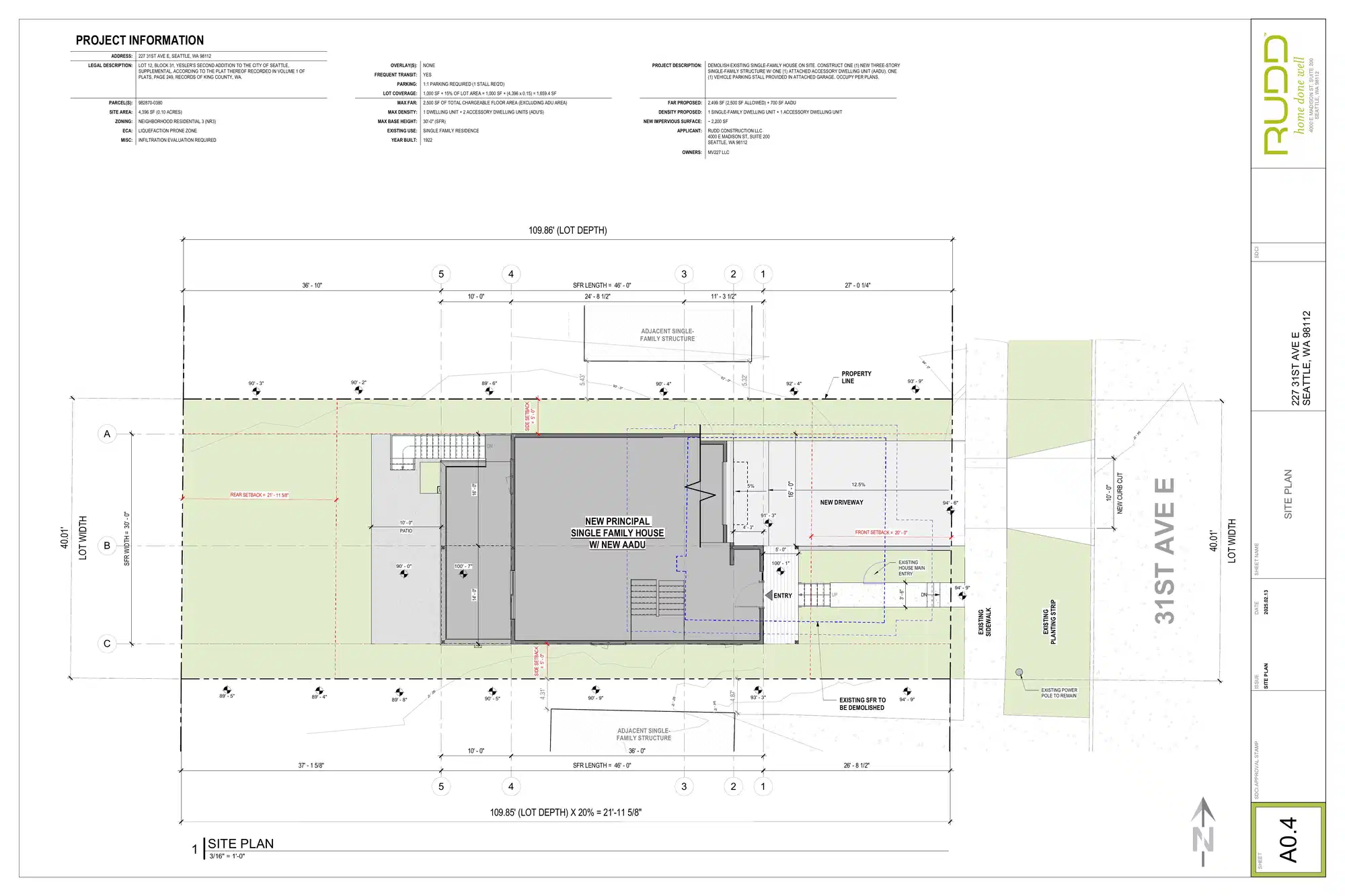 Site plan for 227 31st Ave E
