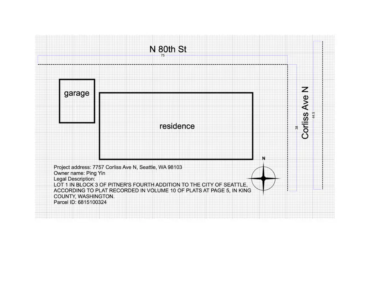 Site plan for 7757 Corliss Ave N