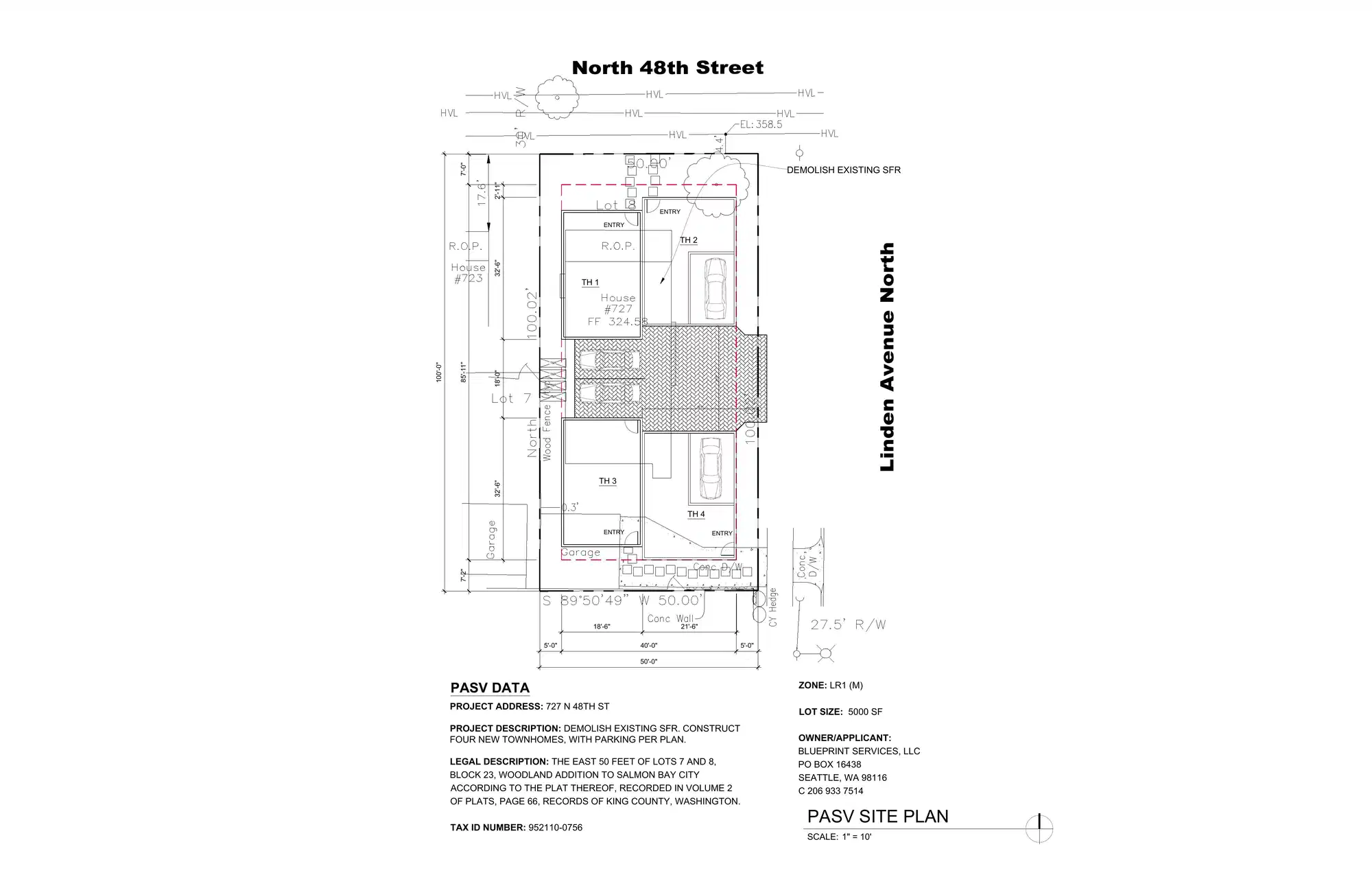 Site plan for 4717 Linden Ave N