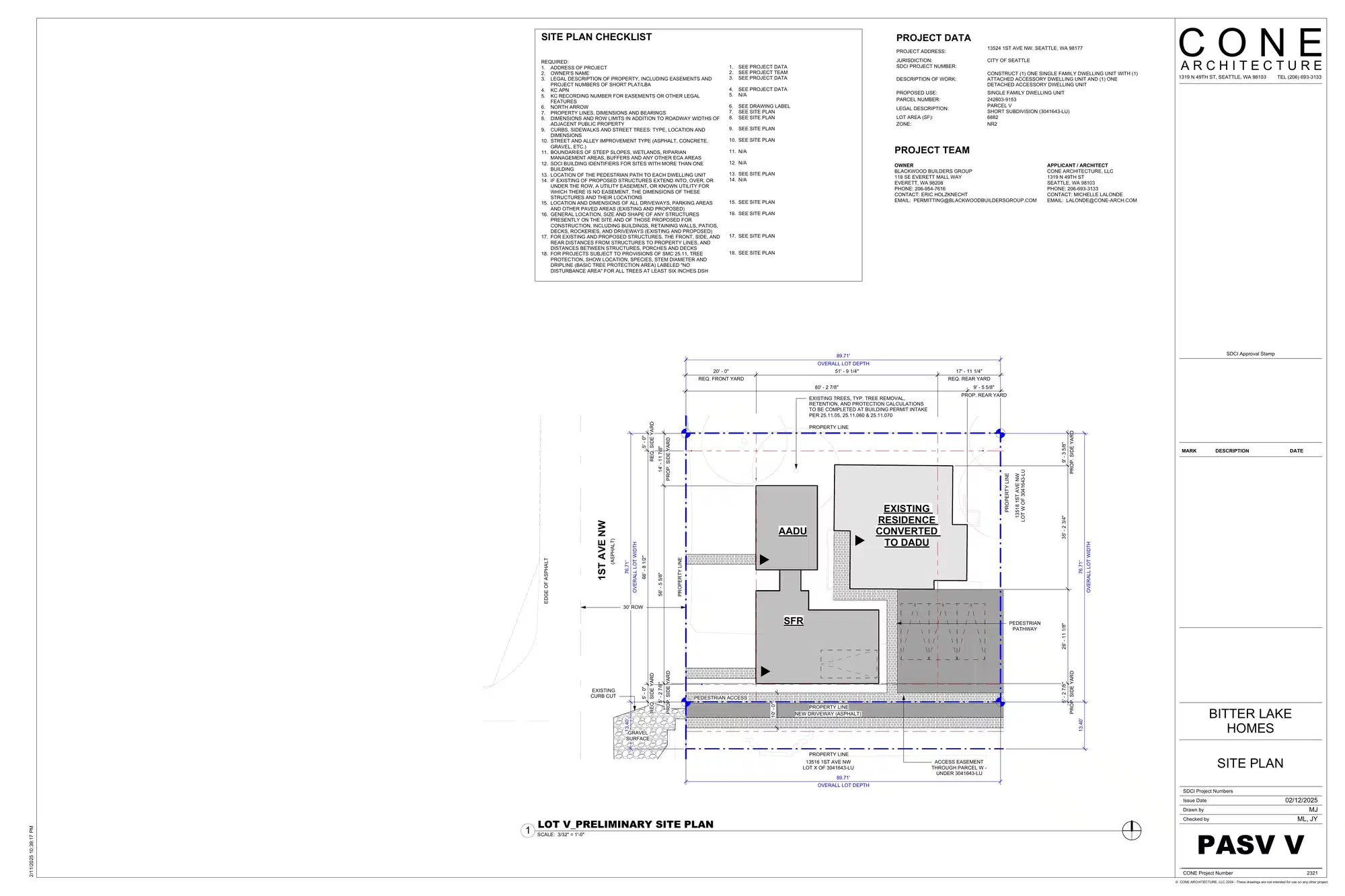 Site plan for 13524 1st Ave NW