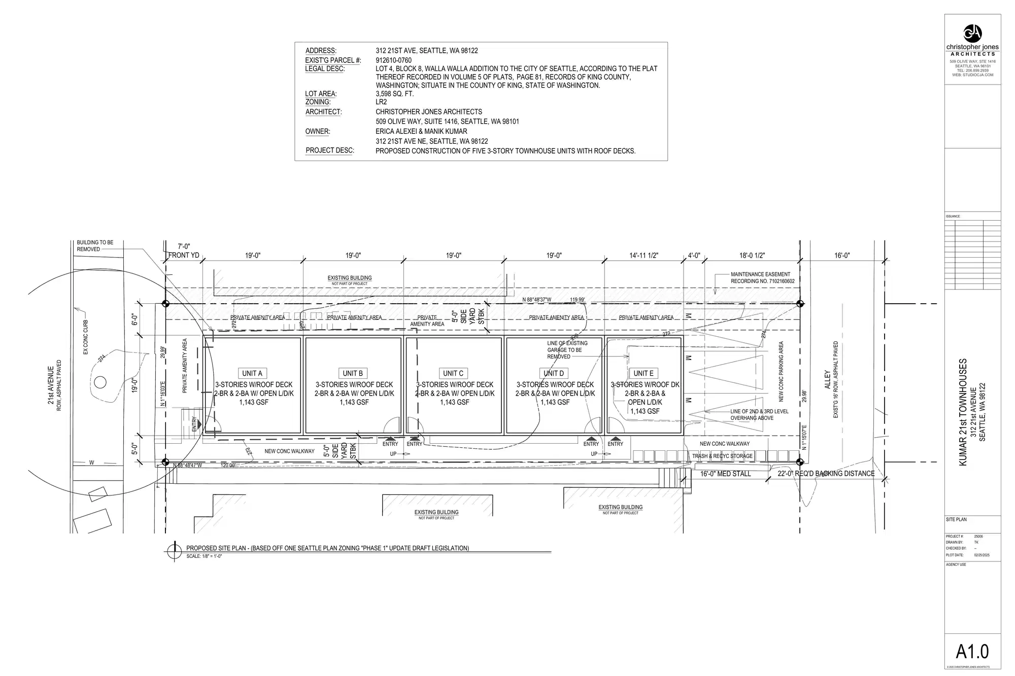Site plan for 312 B 21st Ave
