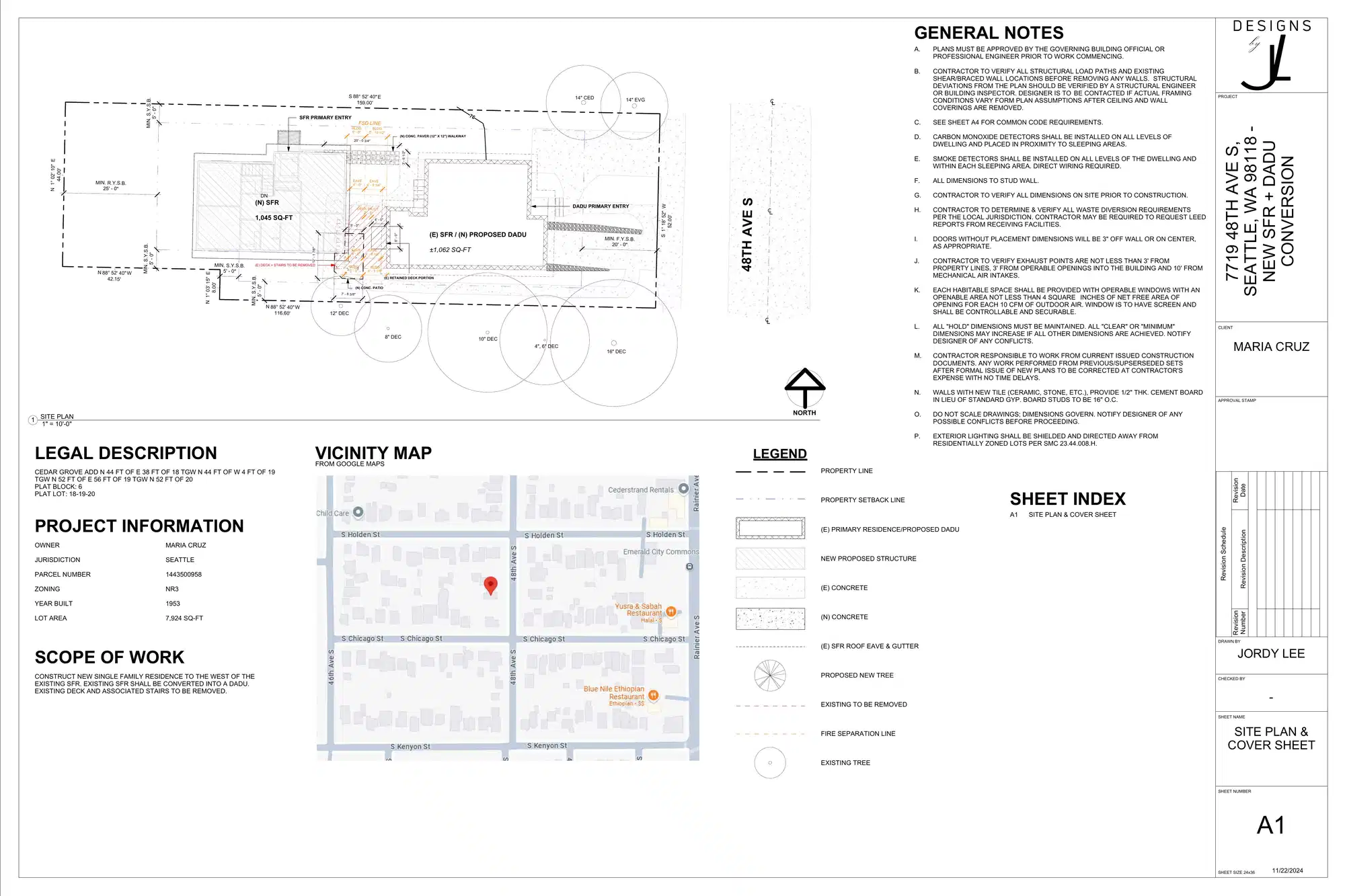 Site plan for 7719 48th Ave S