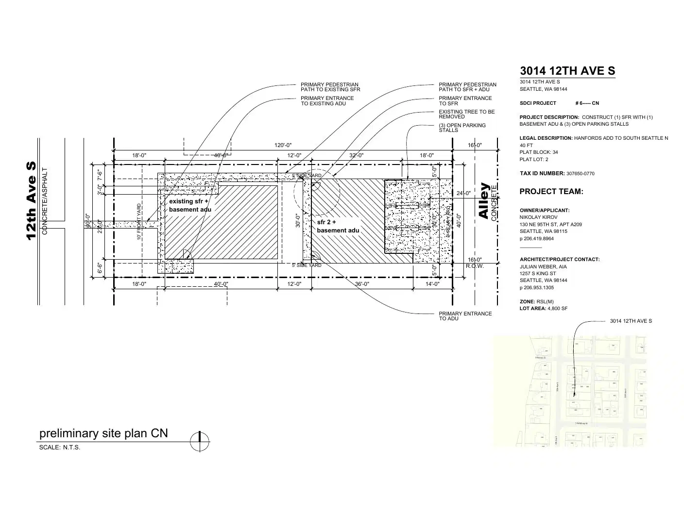 Site plan for 3014 C 12th Ave S
