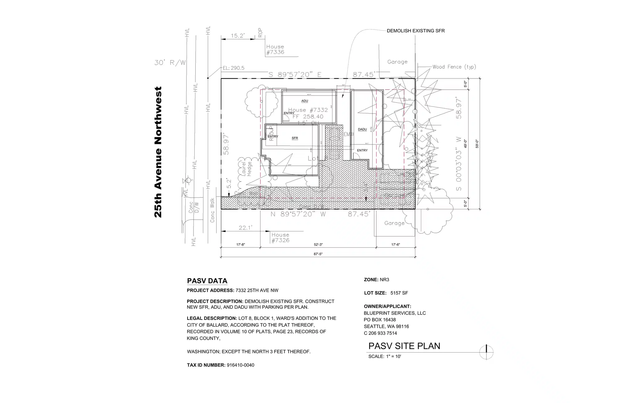 Site plan for 7330 25th Ave NW