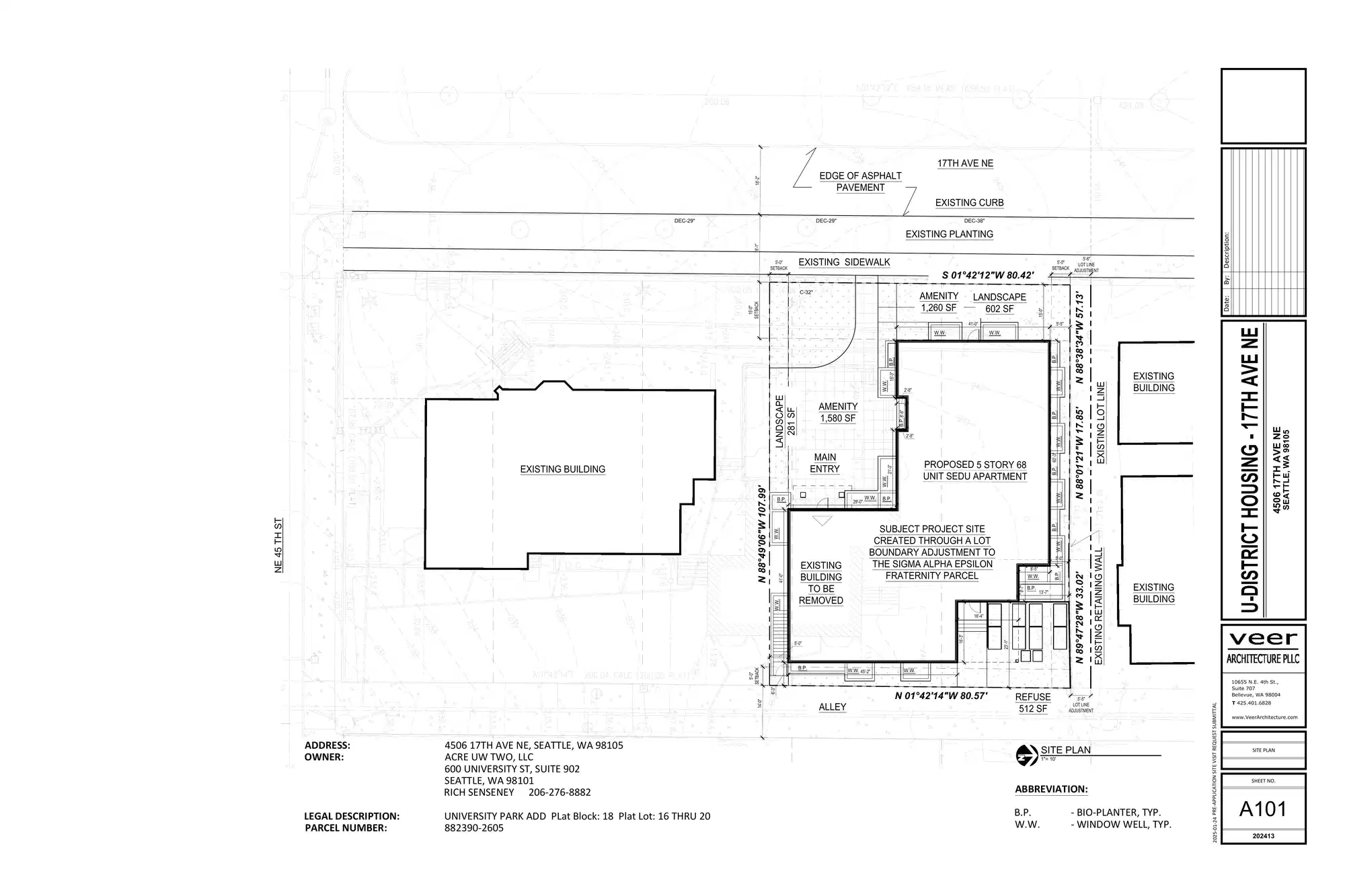 Site plan for 4512 17th Ave NE