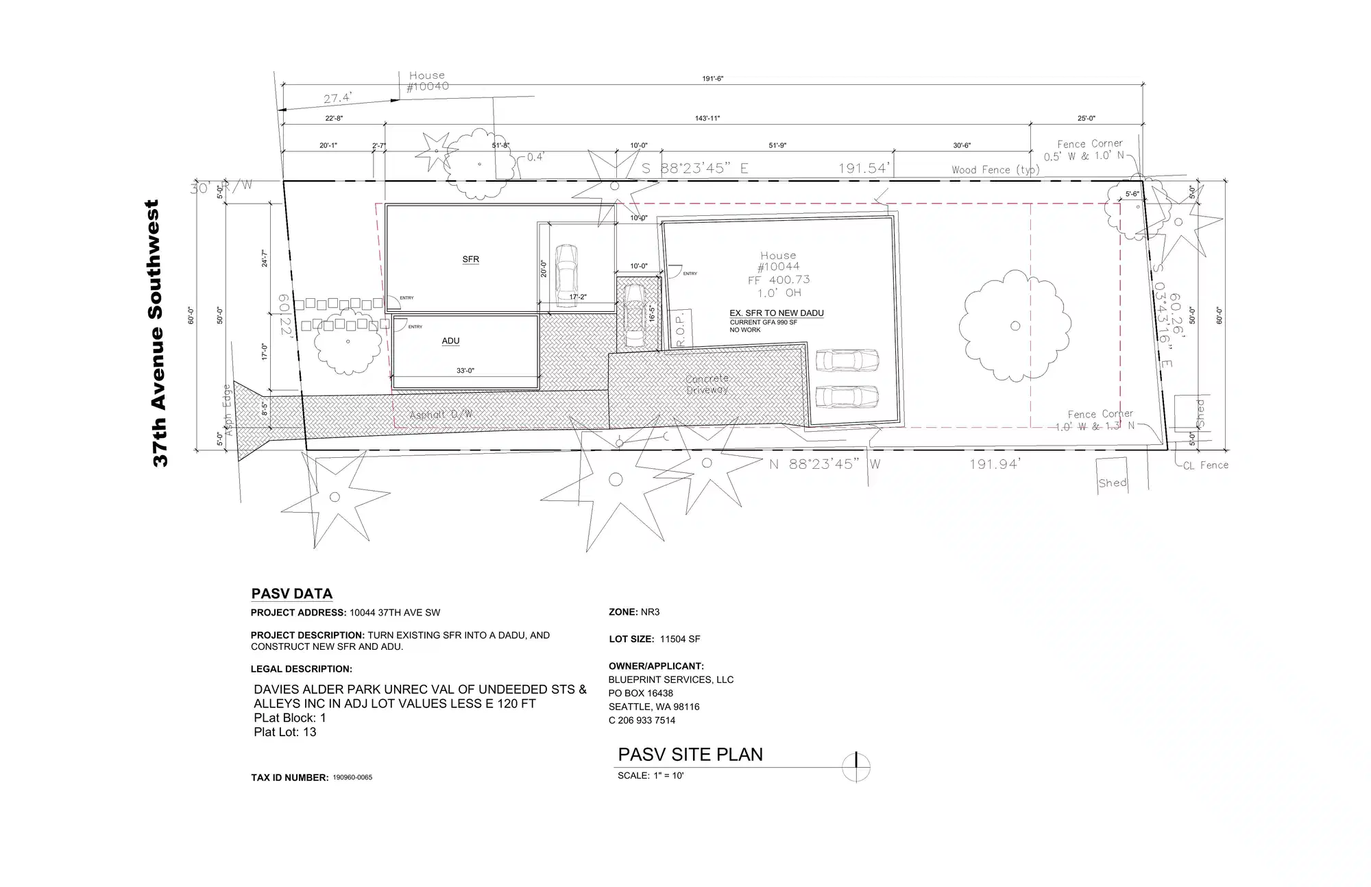 Site plan for 10042 37th Ave SW
