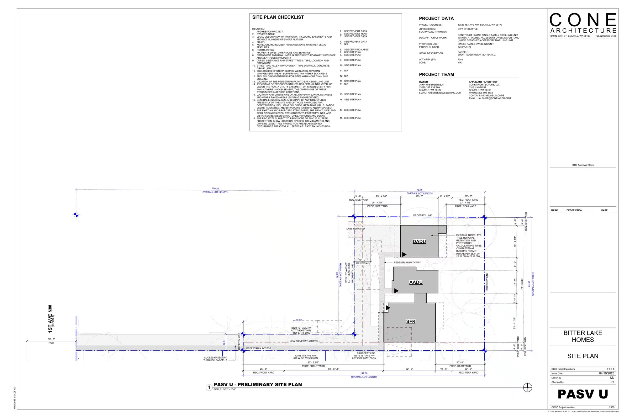 Site plan for 13526 A 1st Ave NW