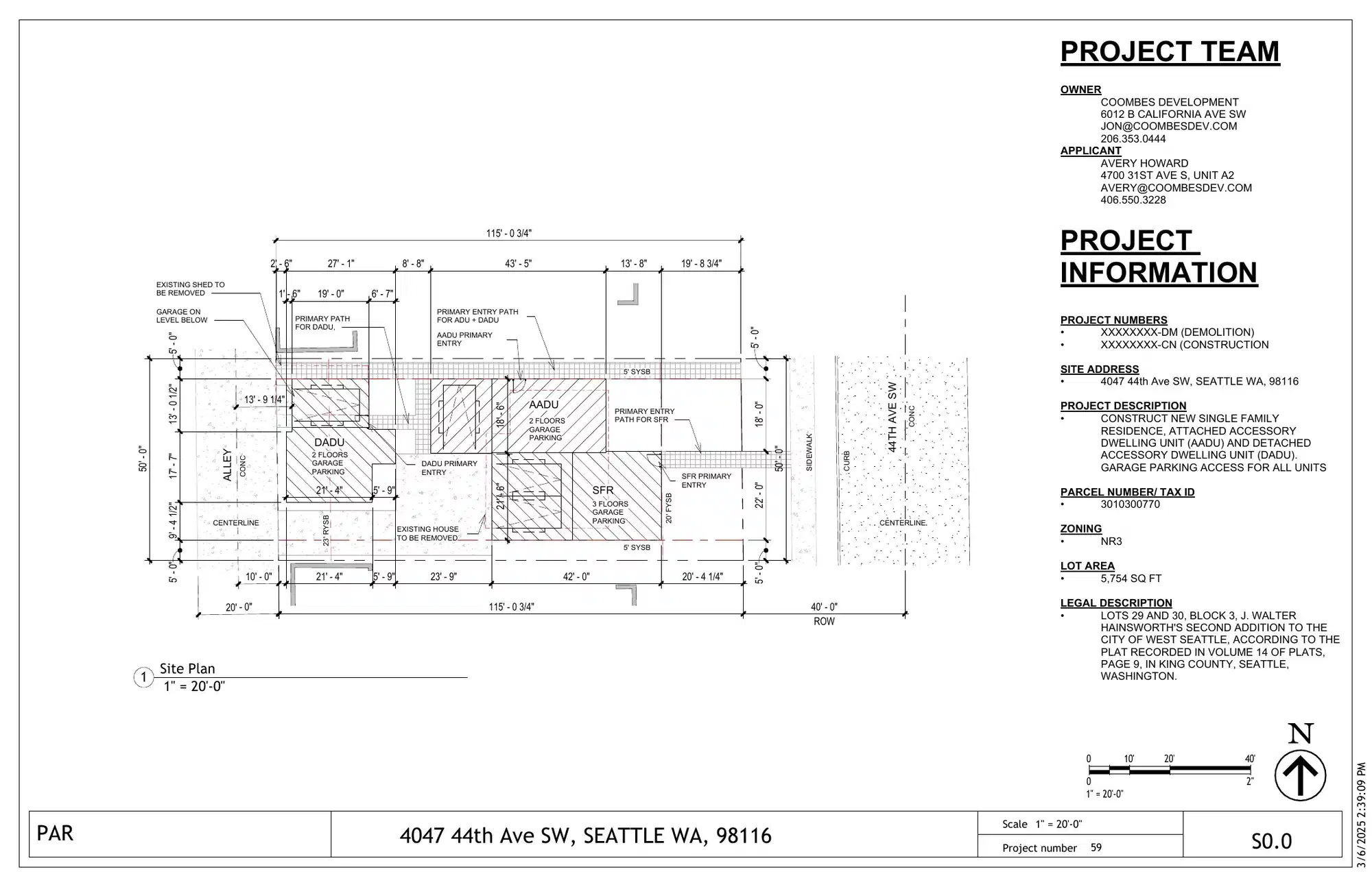 Site plan for 4045 44th Ave SW
